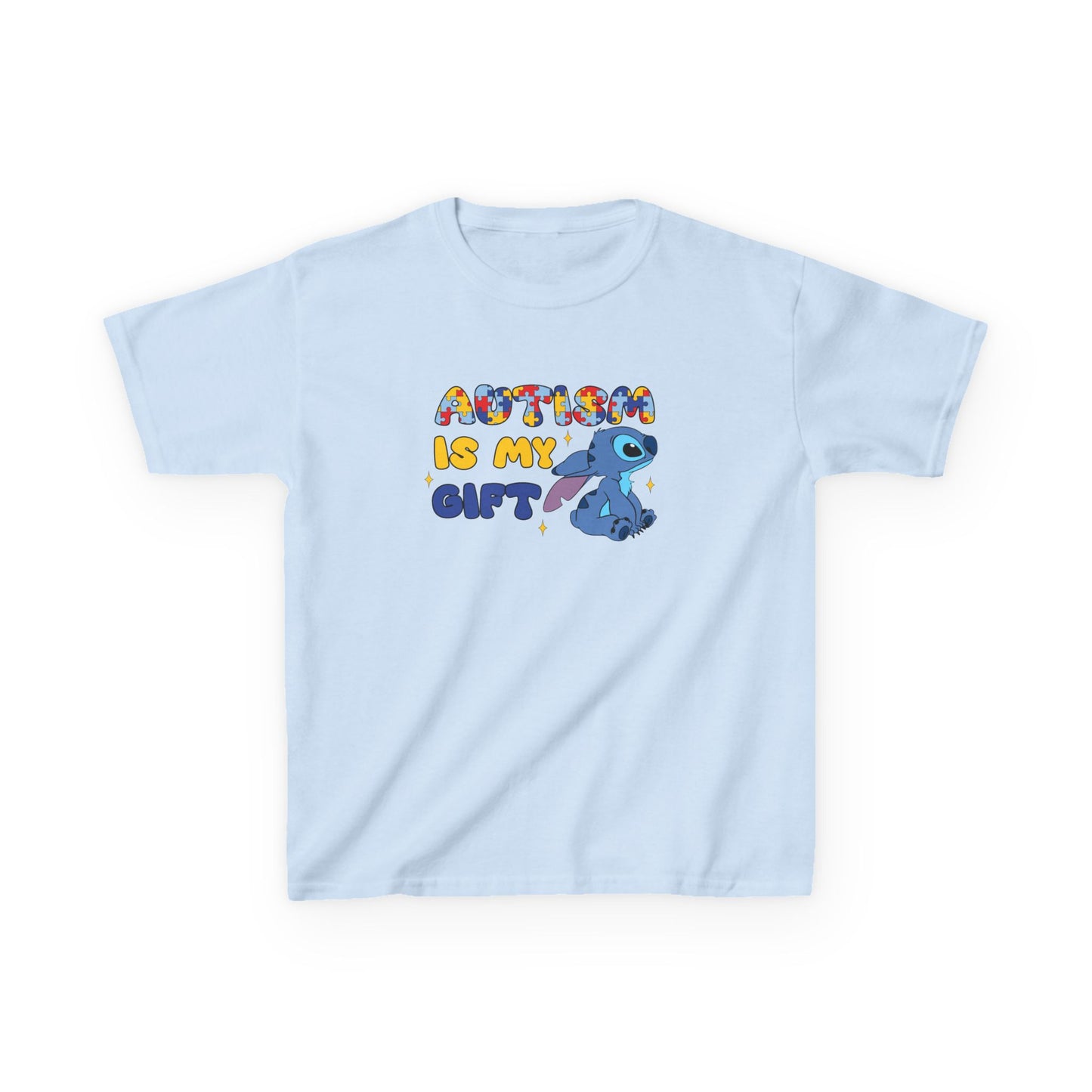 Kids T-Shirt — "Autism Is My Gift" Colorful Puzzle Heart Design