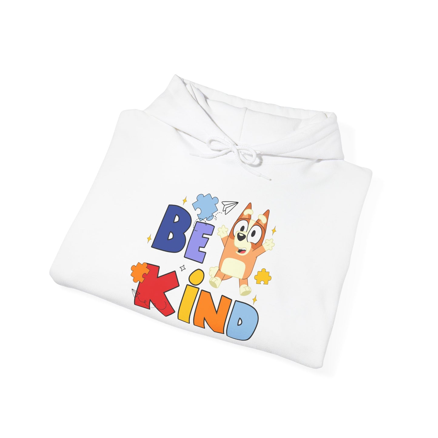 Be Kind Kids Hoodie – Colorful Cartoon Puppy Graphic Hoodie