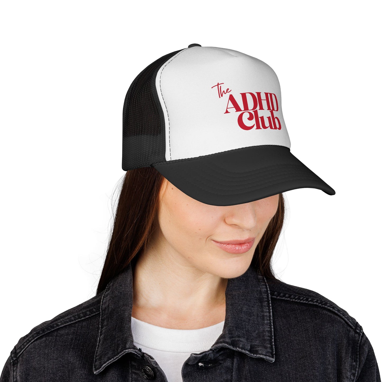 Trucker Hat — "The ADHD Club" Retro Logo Mesh Cap