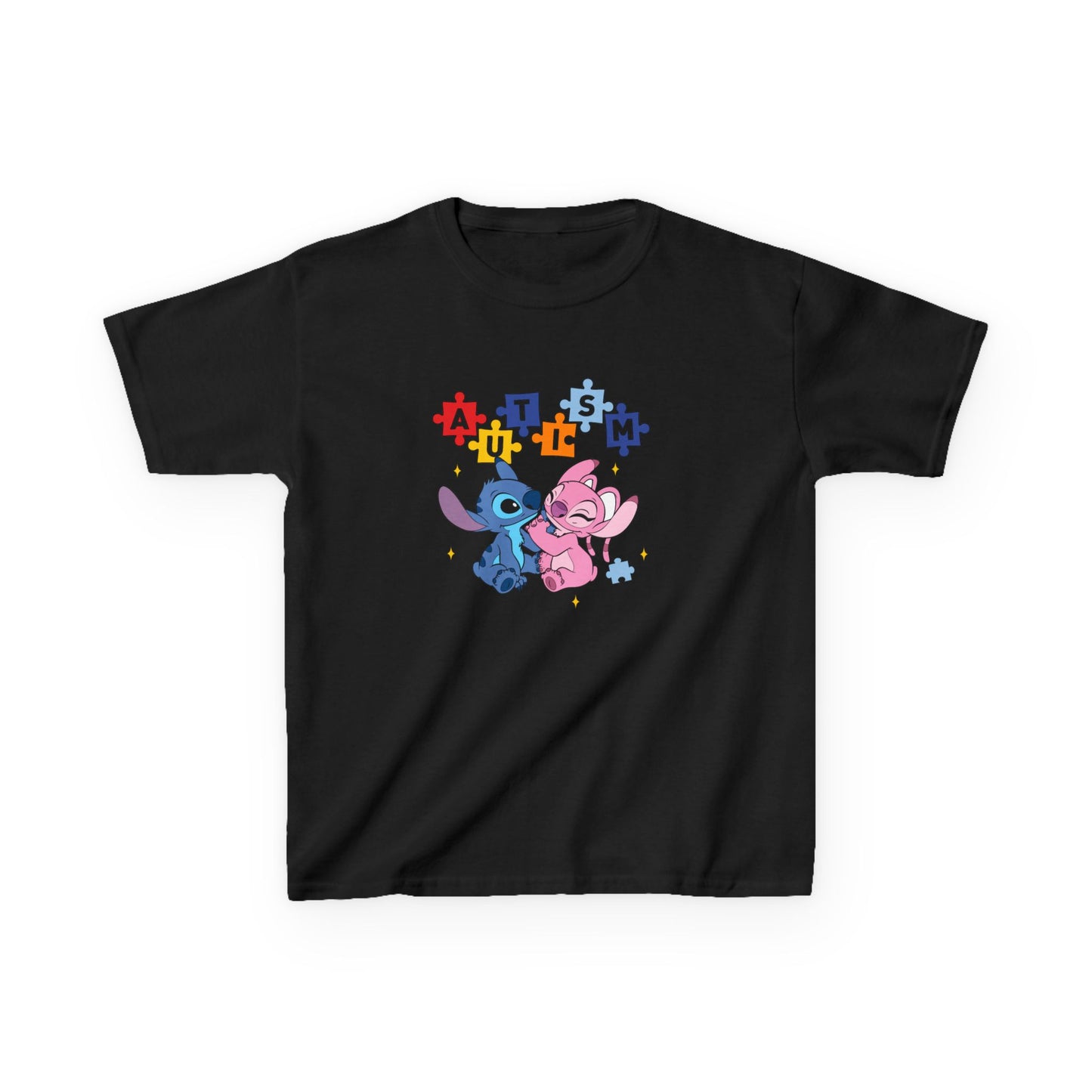 Kids Tee — Cute Stitch & Angel Heart Puzzle Design