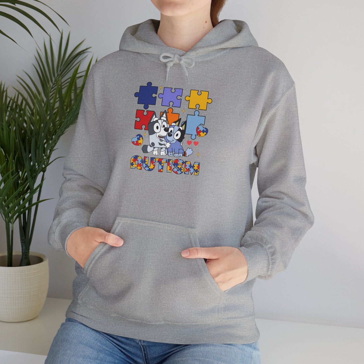 Autism Awareness Puzzle Hoodie — Cute Cat Design "Autism"