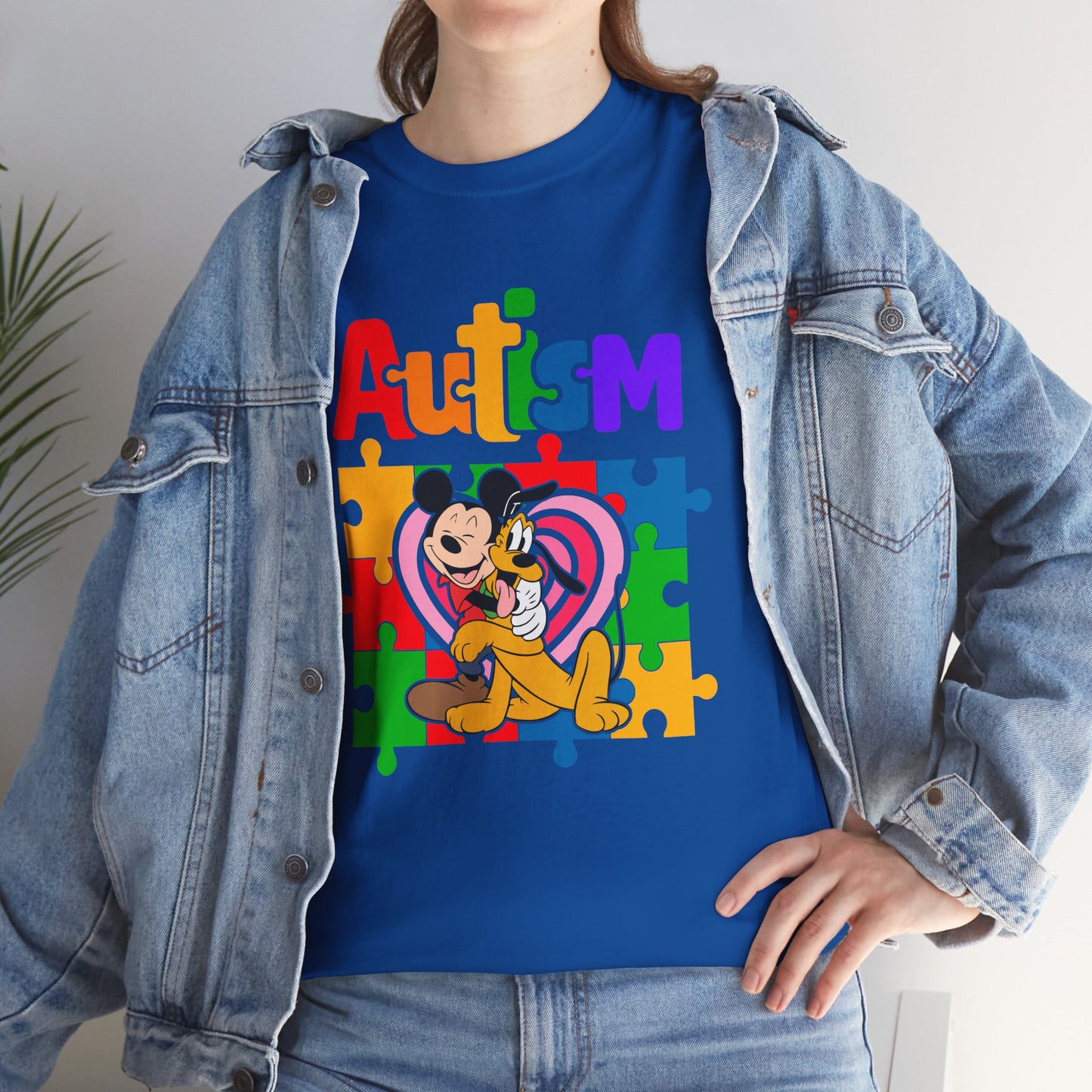 Autism Awareness Puzzle Heart T-Shirt — Colorful Mickey Support Tee