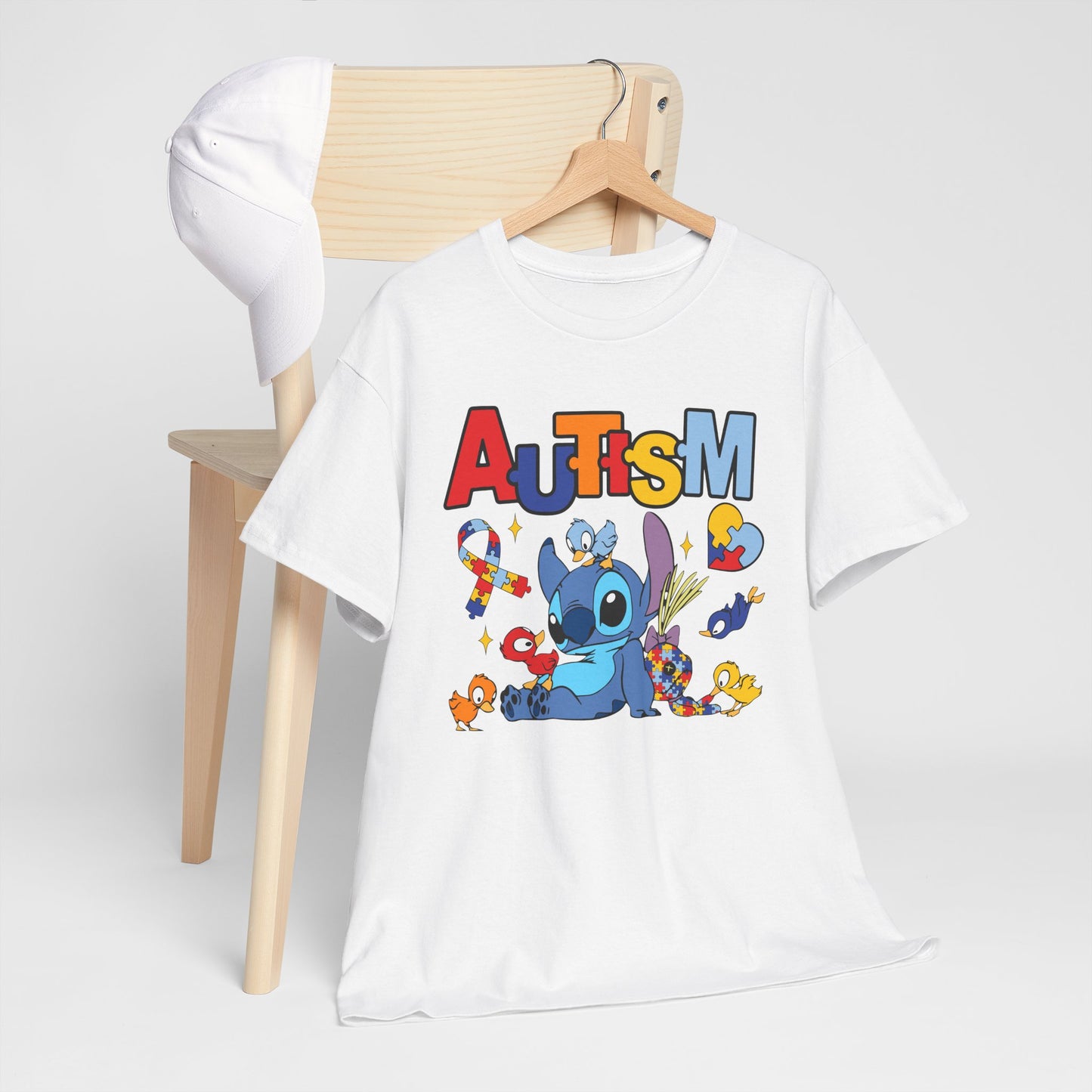 Autism Awareness T-Shirt — Cute Cartoon Character Puzzle-Heart Design