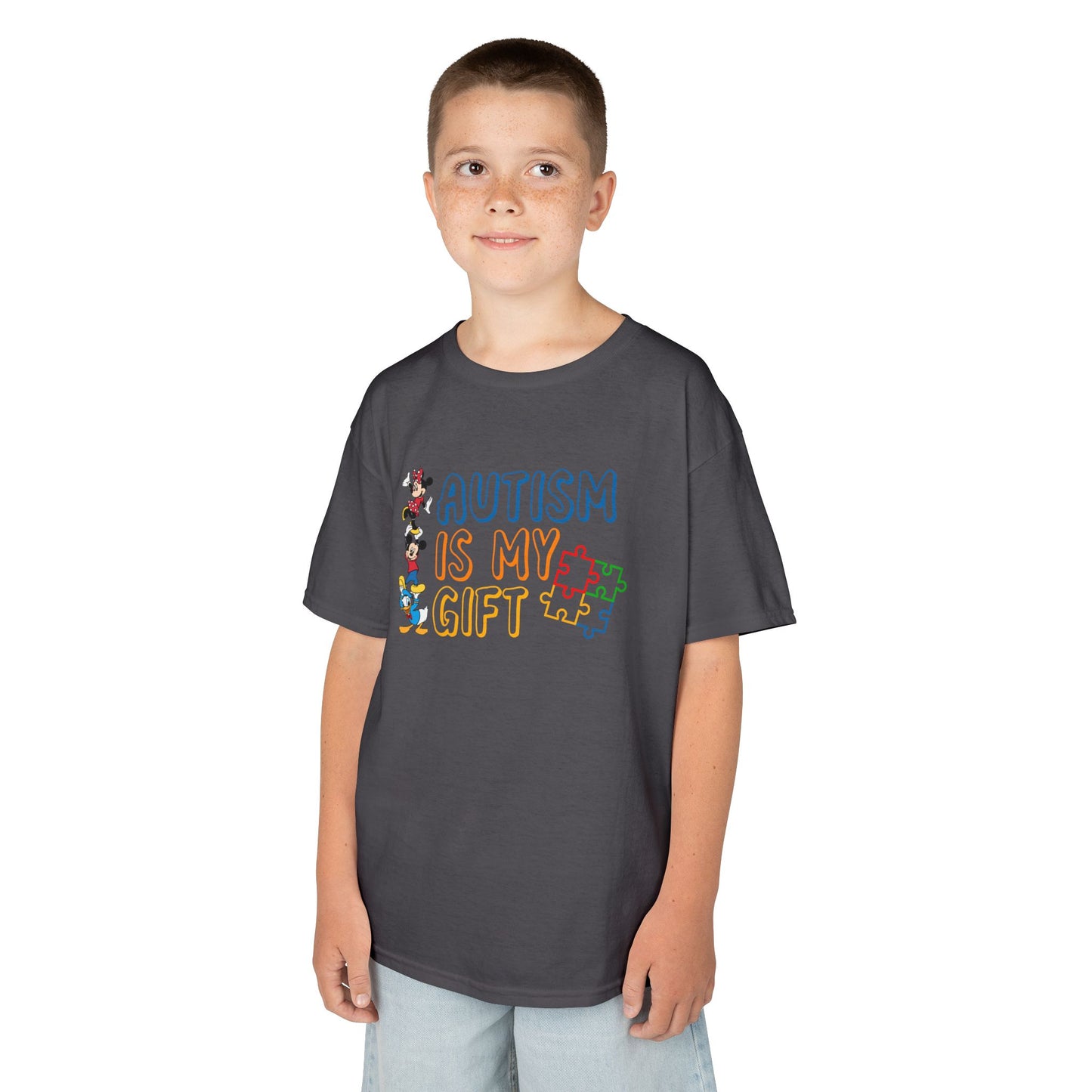 Kids Tee — "Autism Is My Gift" Colorful Puzzle Piece Design