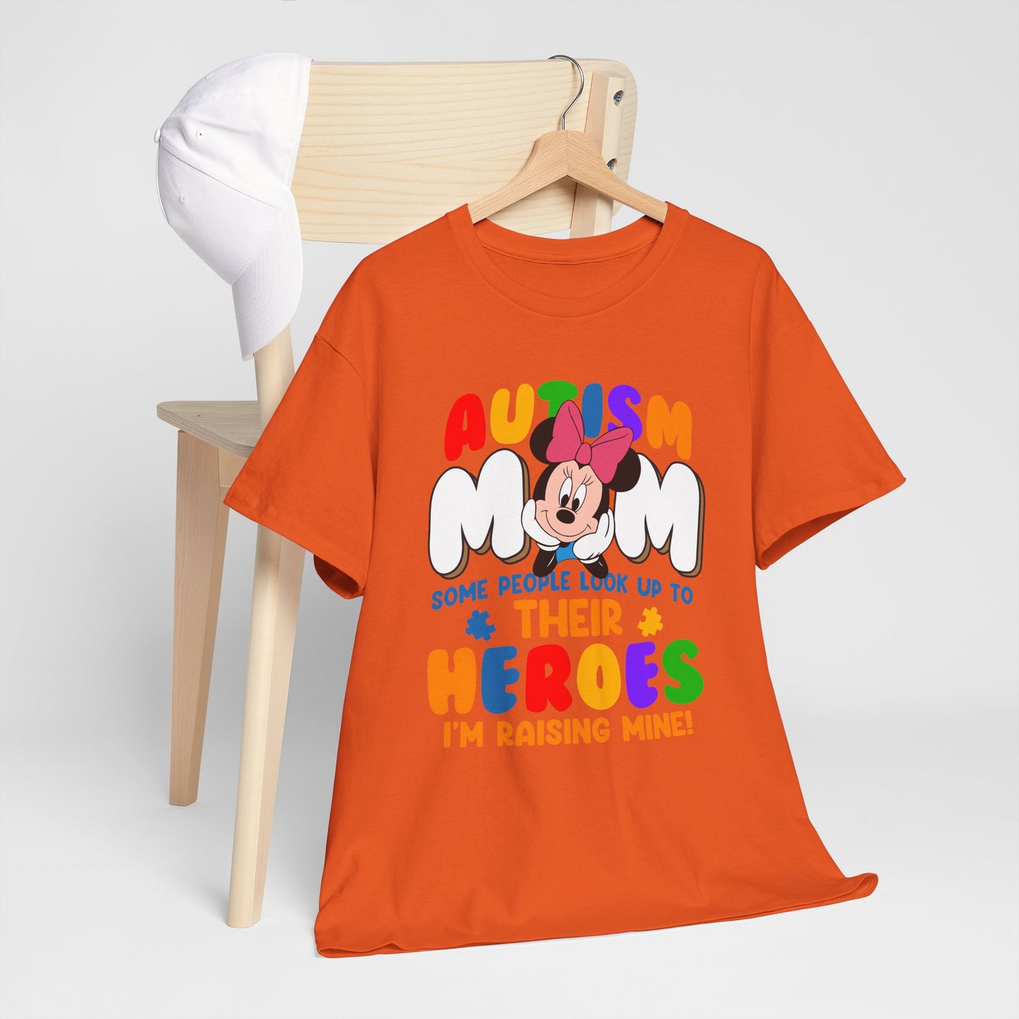 Autism Mom T-Shirt — "Some People Look Up To Their Heroes, I'm Raising Mine" — Colorful Awareness Tee