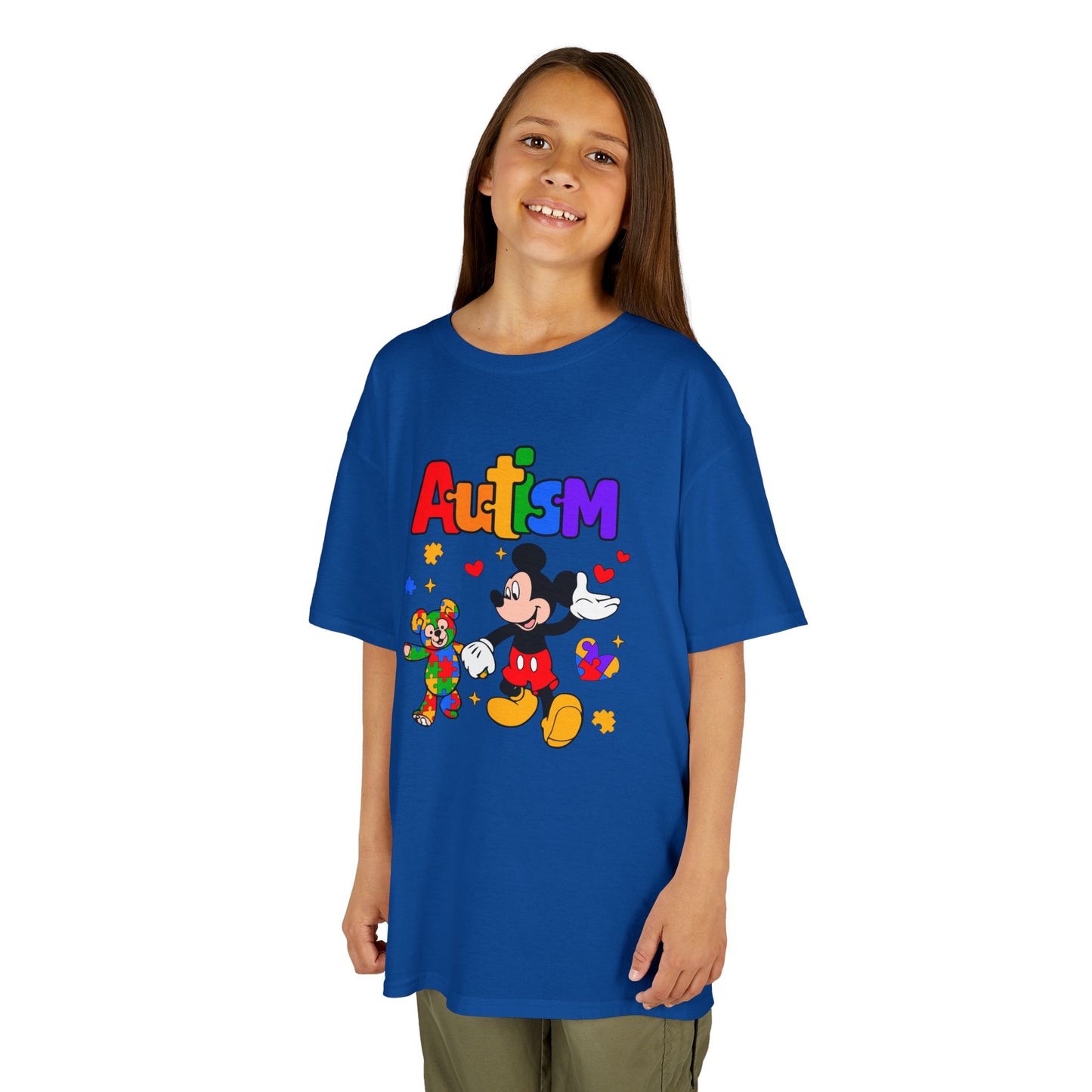 Kids Autism Awareness T‑Shirt — Colorful Puzzle & Friendly Character Design