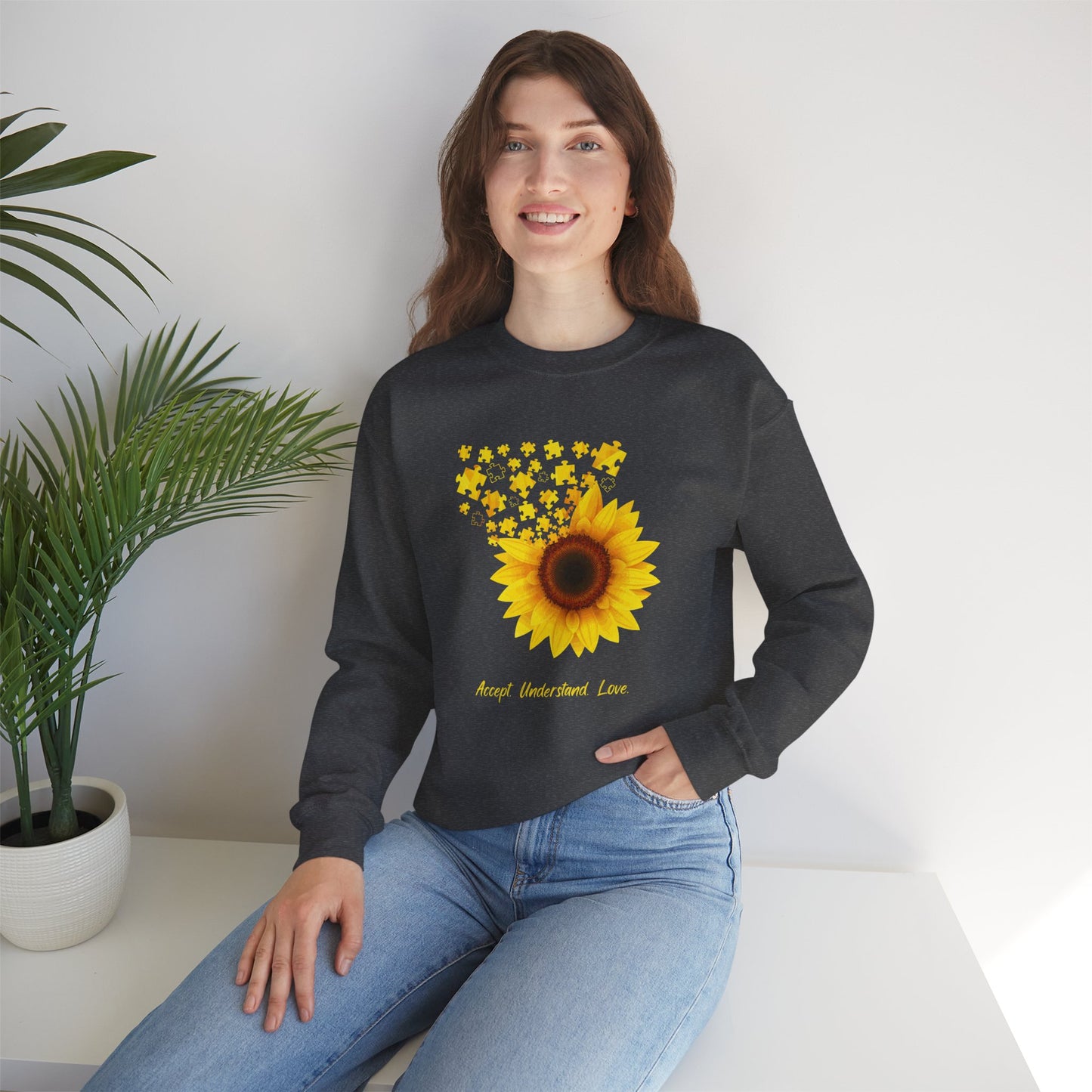 Sunflower Floral Crewneck Sweatshirt — Bright Yellow Sunflower Design