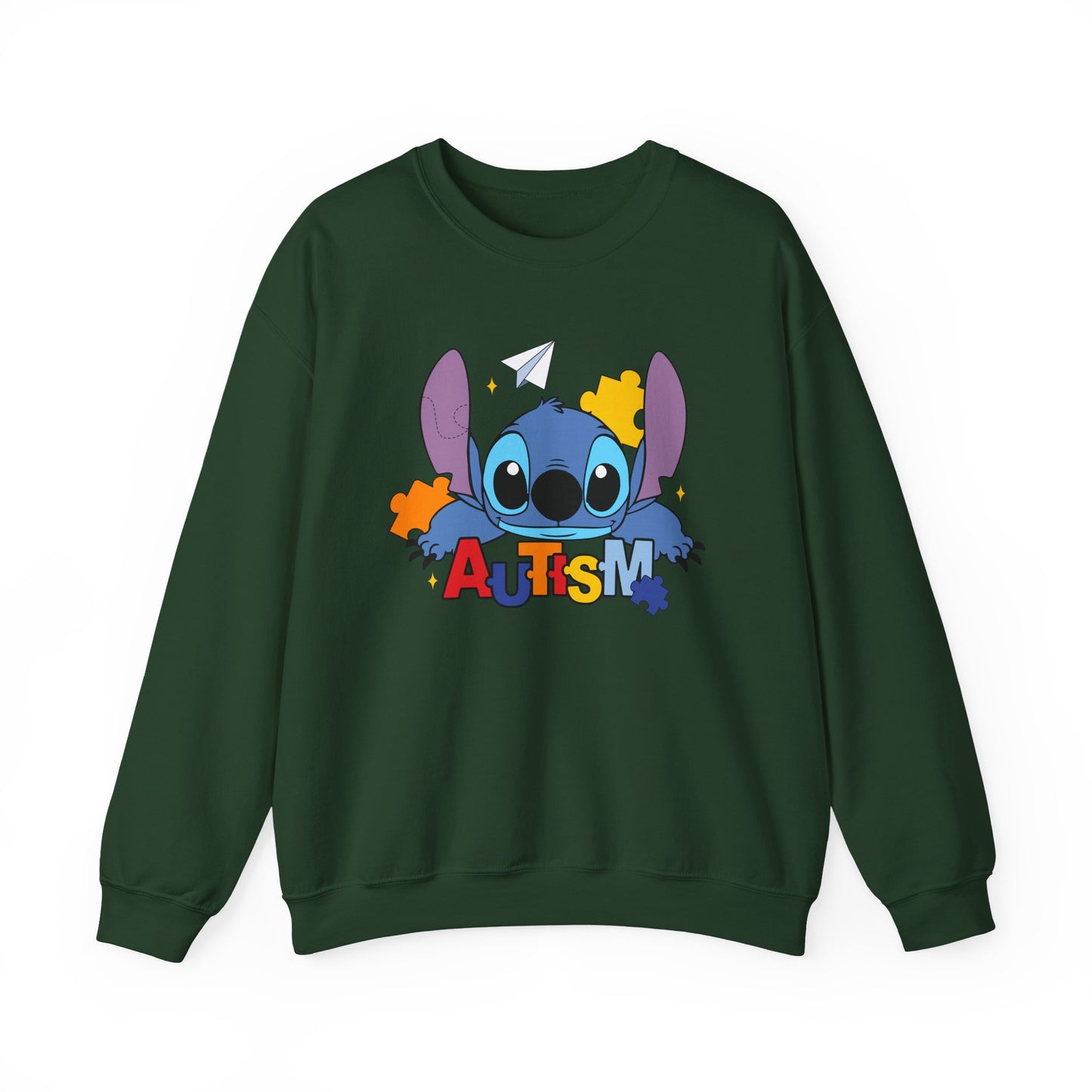Autism Awareness Crewneck Sweatshirt — Colorful Puzzle Design