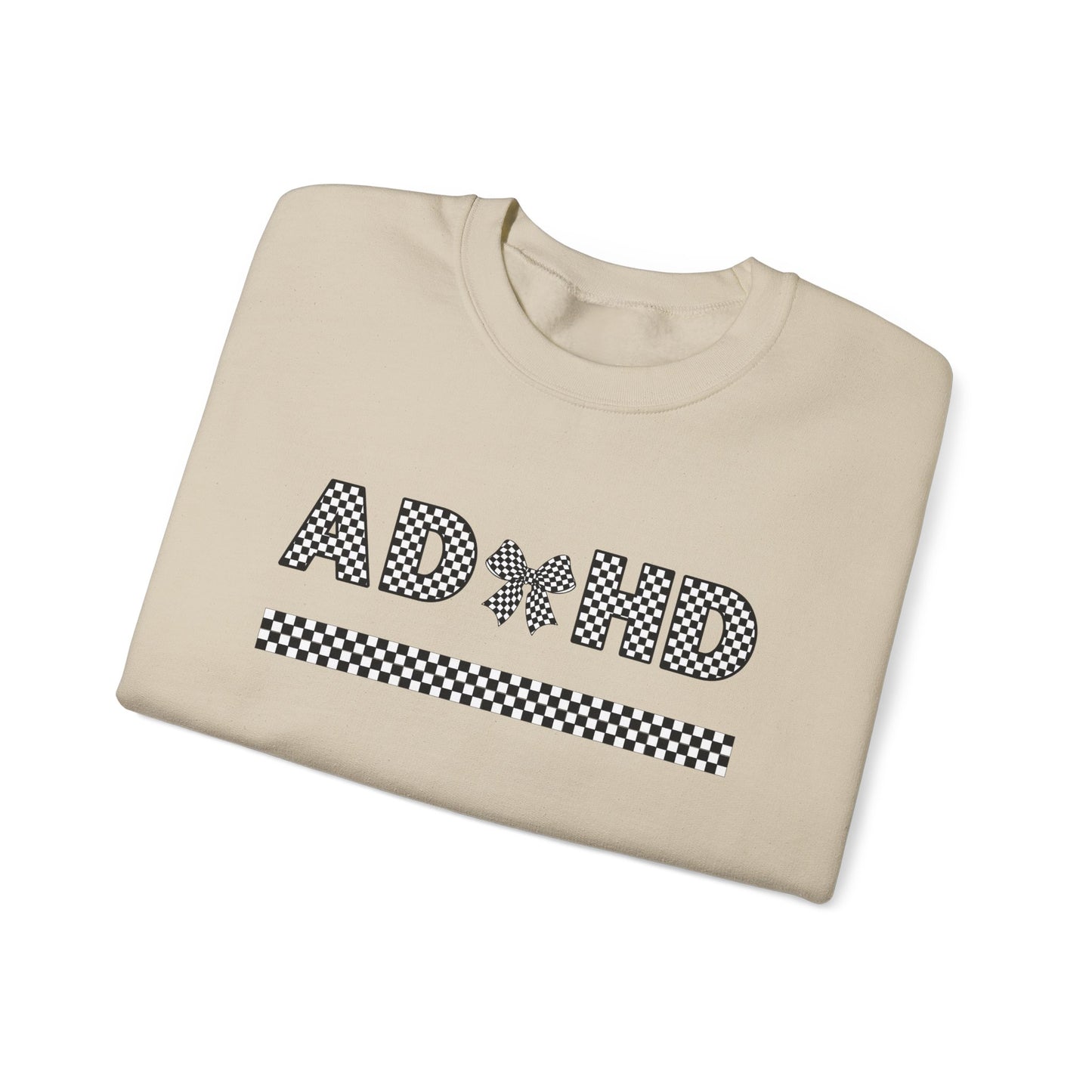 ADHD Bow Checkered Crewneck Sweatshirt