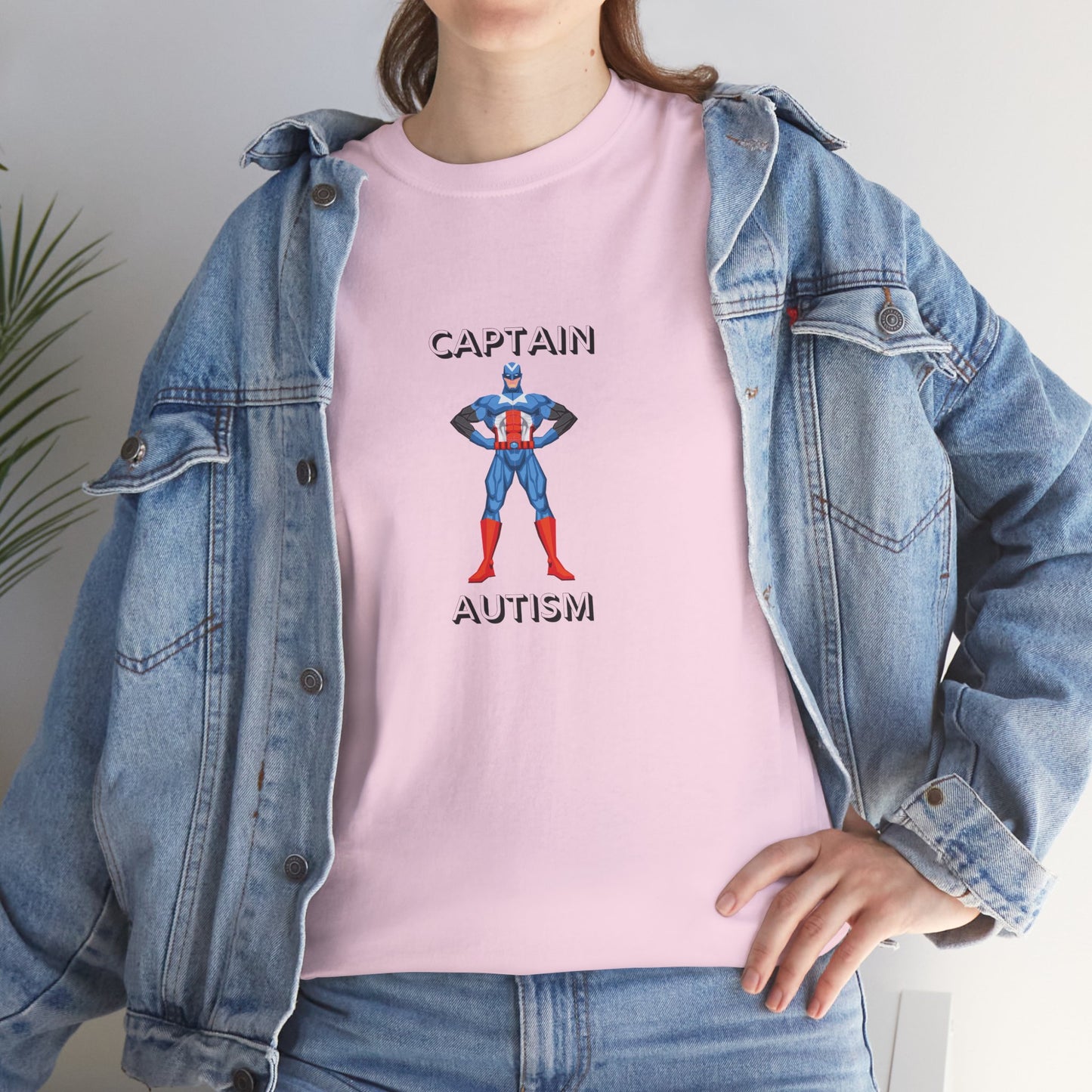 Captain Autism Unisex Heavy Cotton Tee, Autism Awareness Shirt, Gift for Special Needs Parents, Support Cause Apparel, Fun Casual Tee