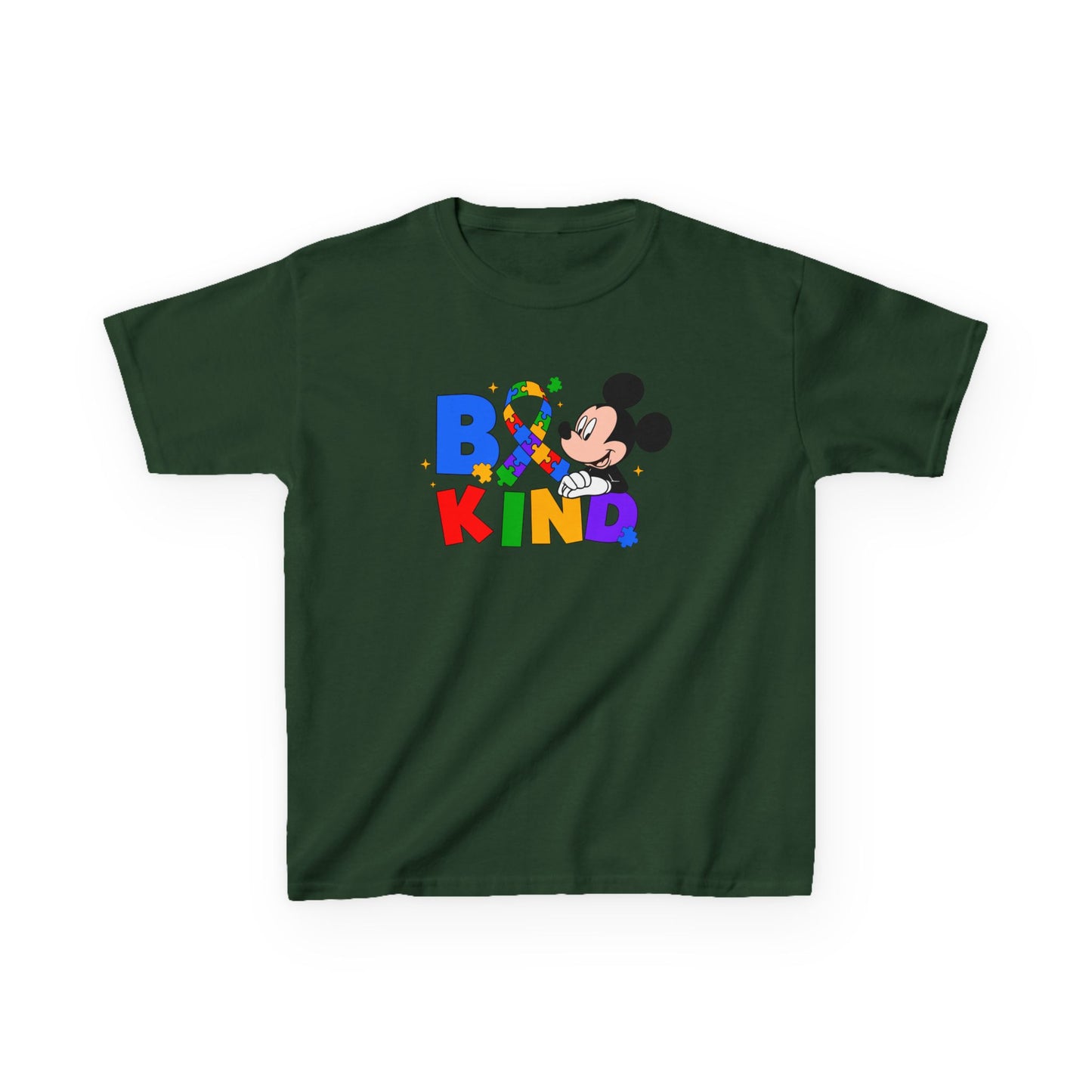Kids Tee — "Be Kind" Rainbow Cartoon Character Graphic