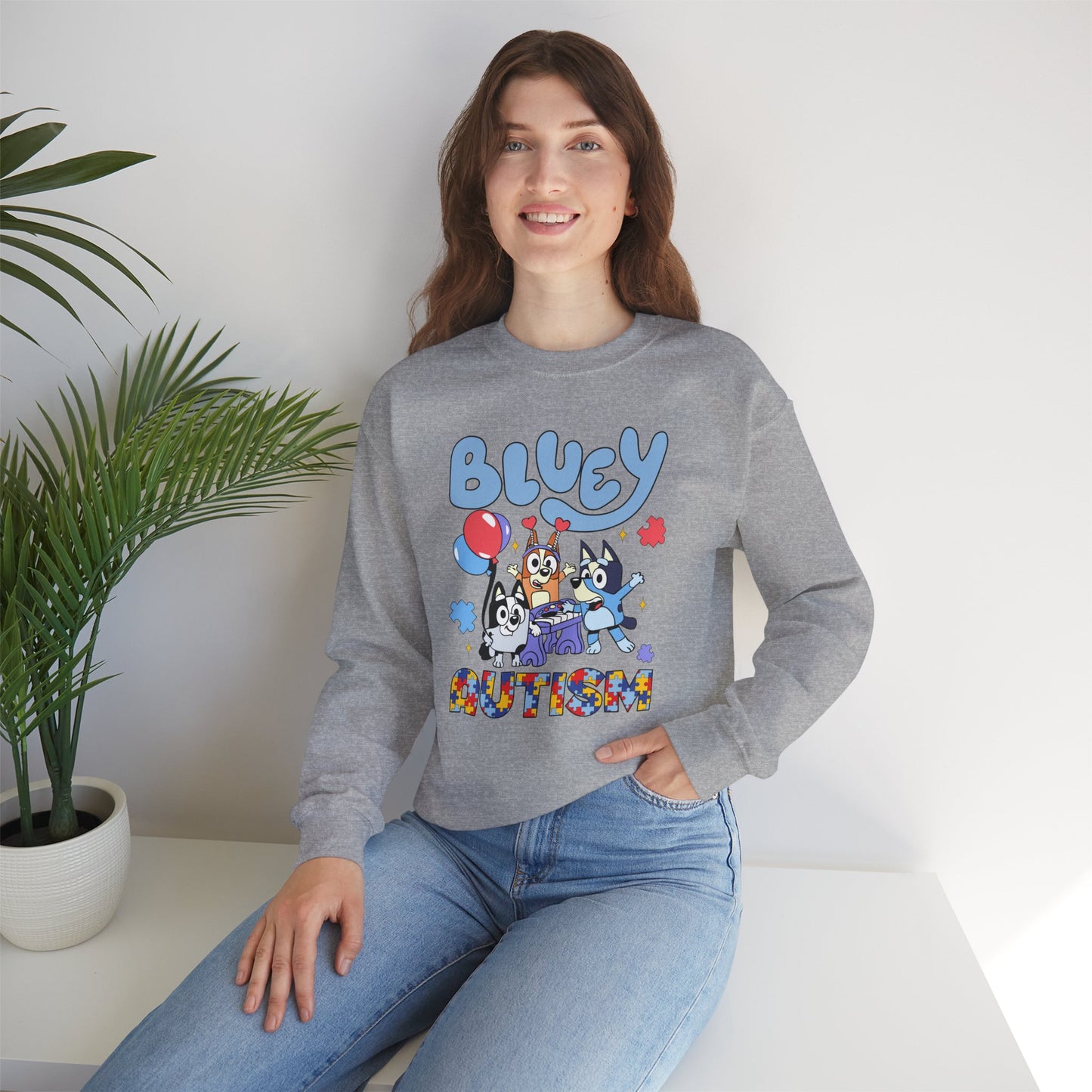Bluey Autism Crewneck Sweatshirt — Kids & Family Awareness Pullover
