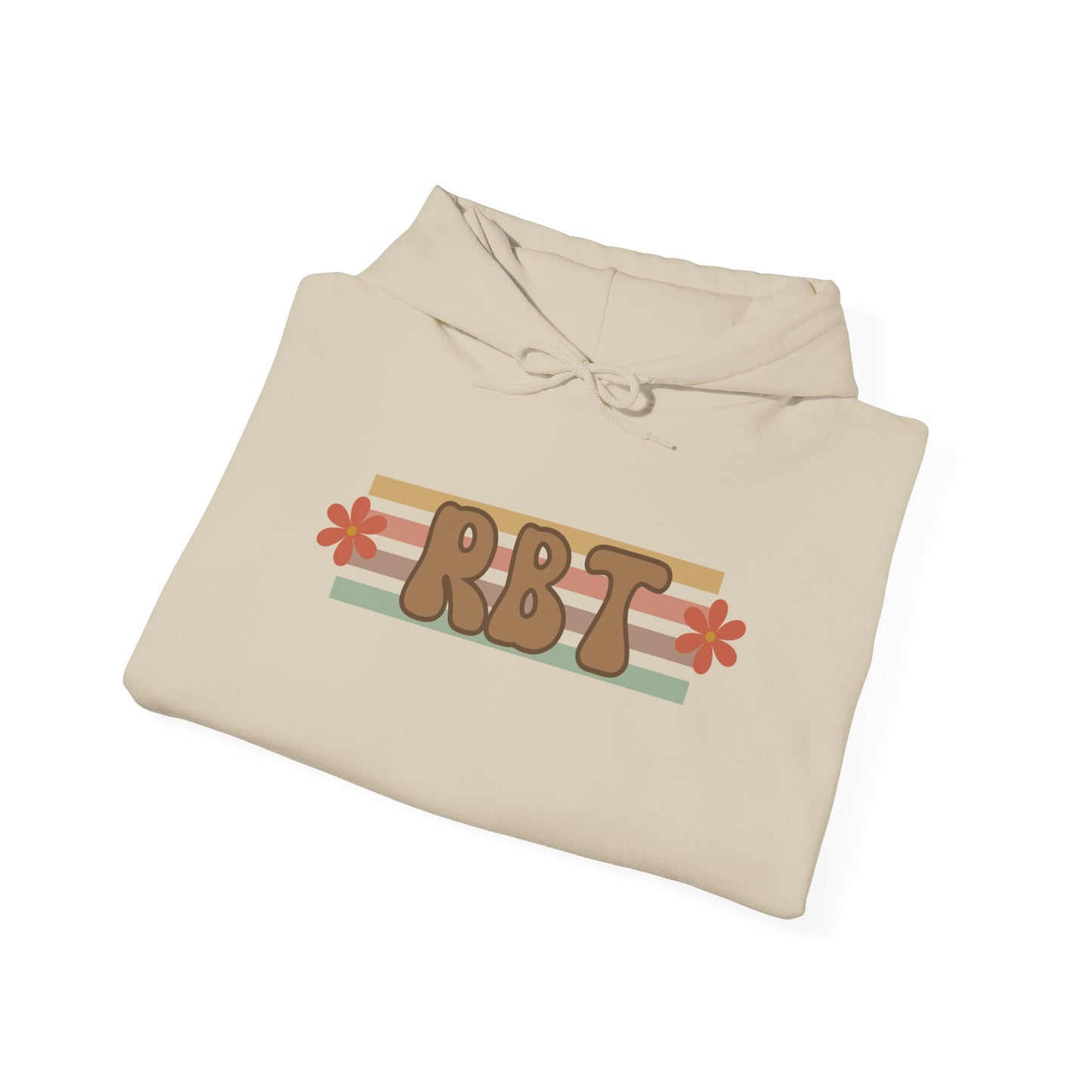 Retro Floral RBT Initials Hoodie — Vintage Striped Monogram Sweatshirt