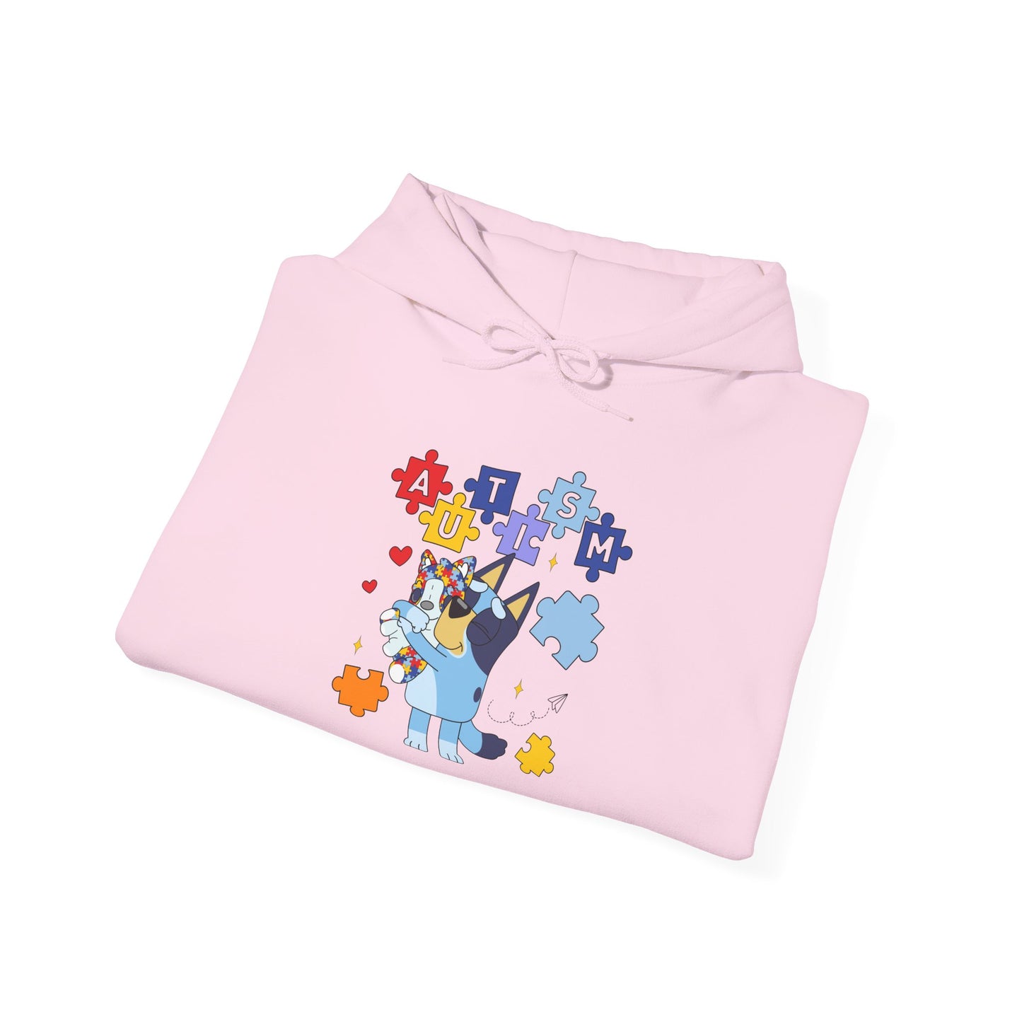 Autism Awareness Puzzle Bluey Hoodie – ’Autism’ Colorful Puzzle Piece Design