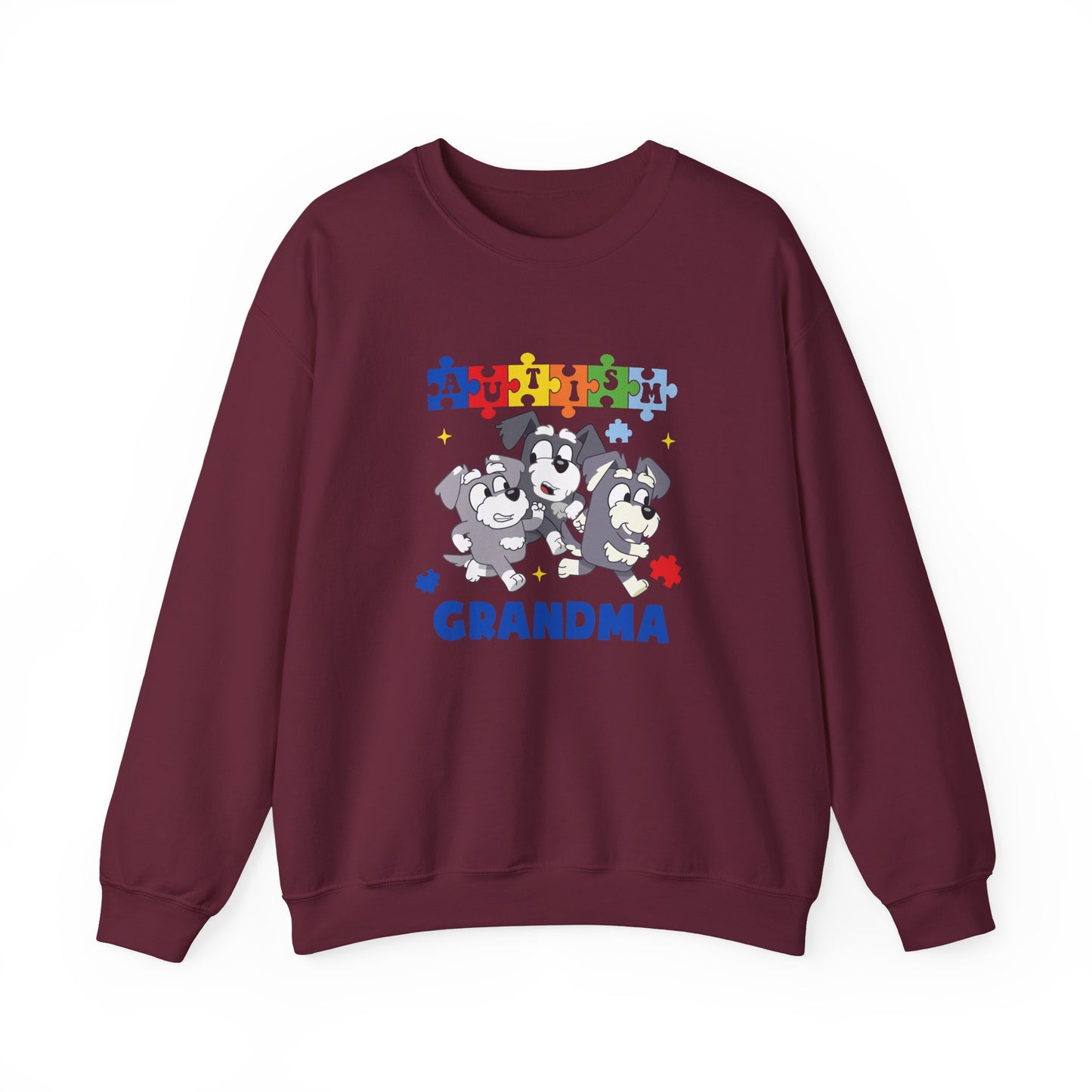 Autism Awareness Grandma Sweatshirt – Puzzle Paw Print Design