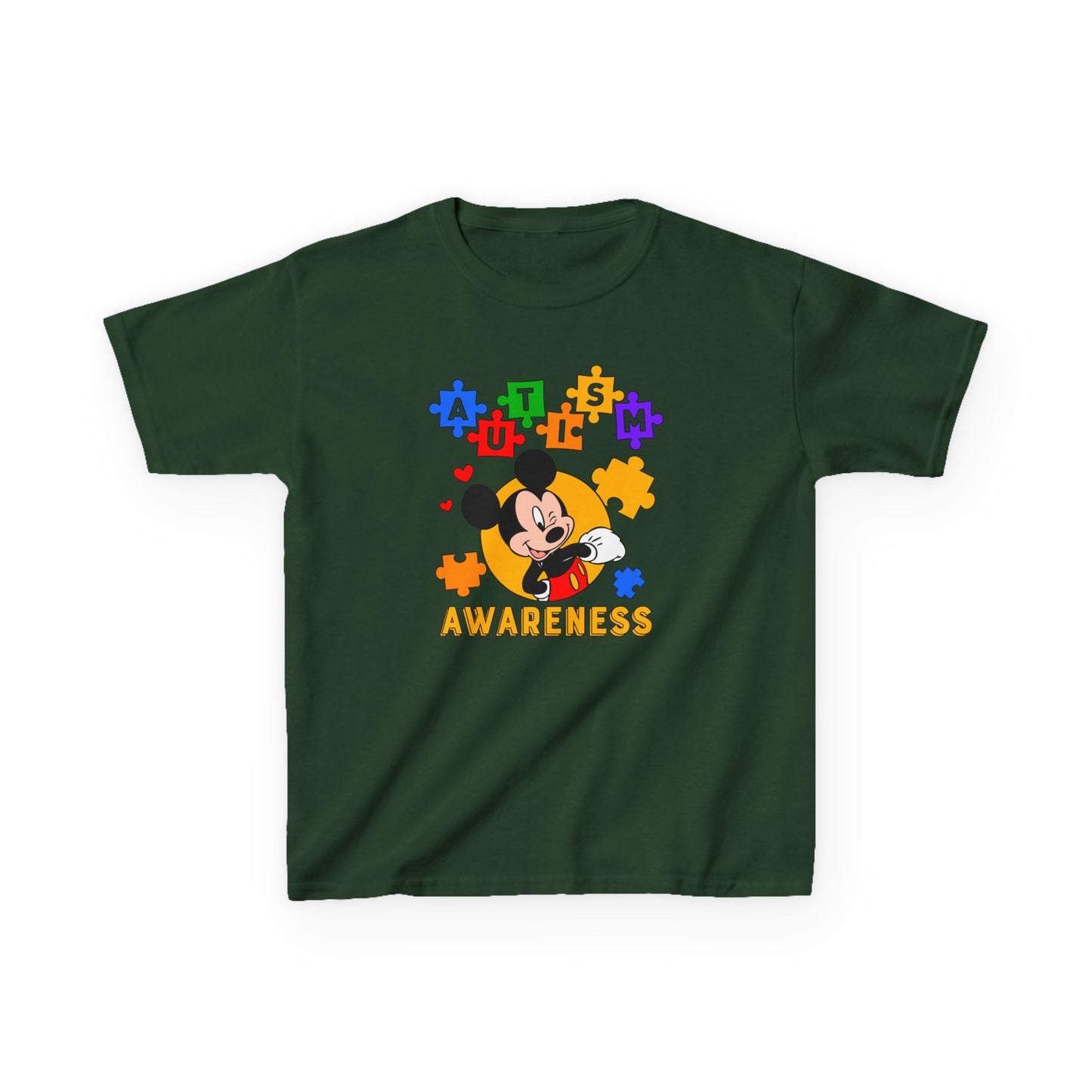 Autism Awareness Kids Tee — Colorful Puzzle Heart Design