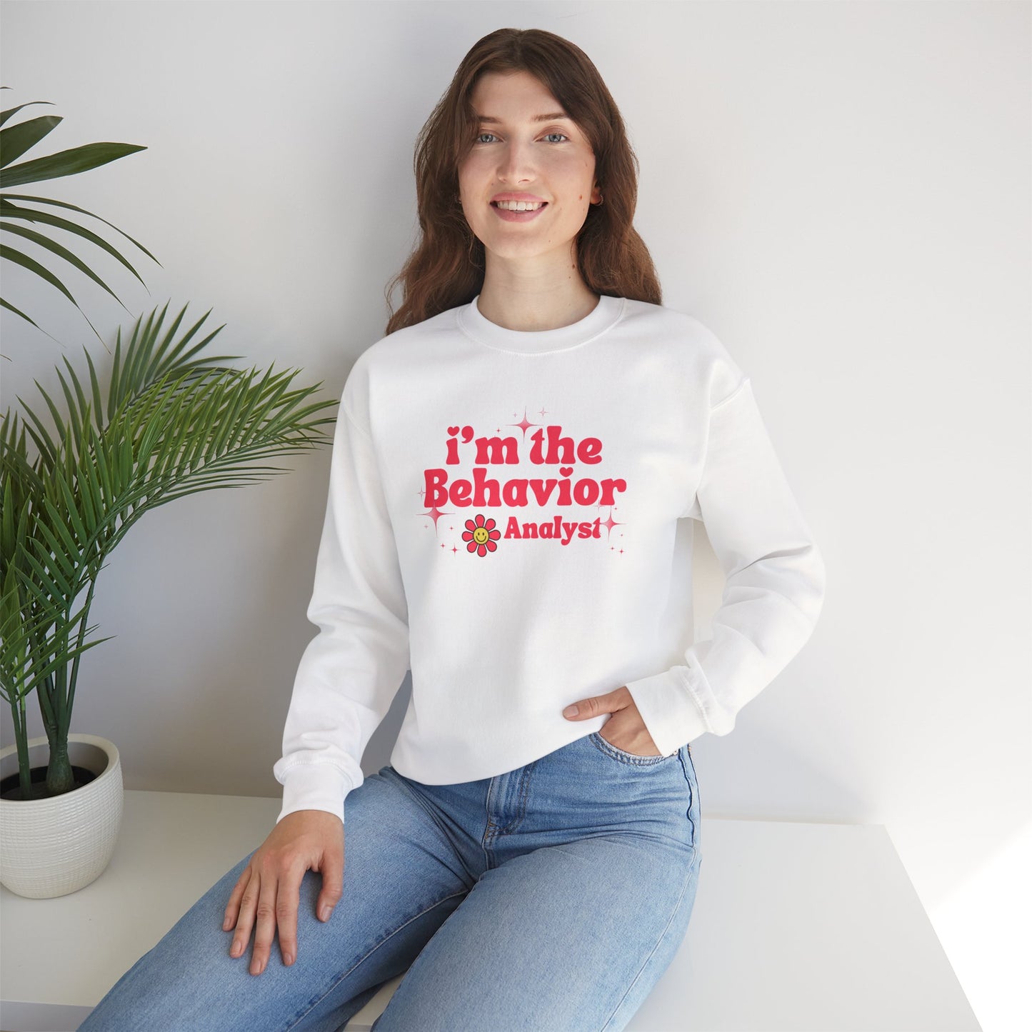 Behavior Analyst Sweatshirt — "I'm the Behavior Analyst" Retro Floral Crewneck