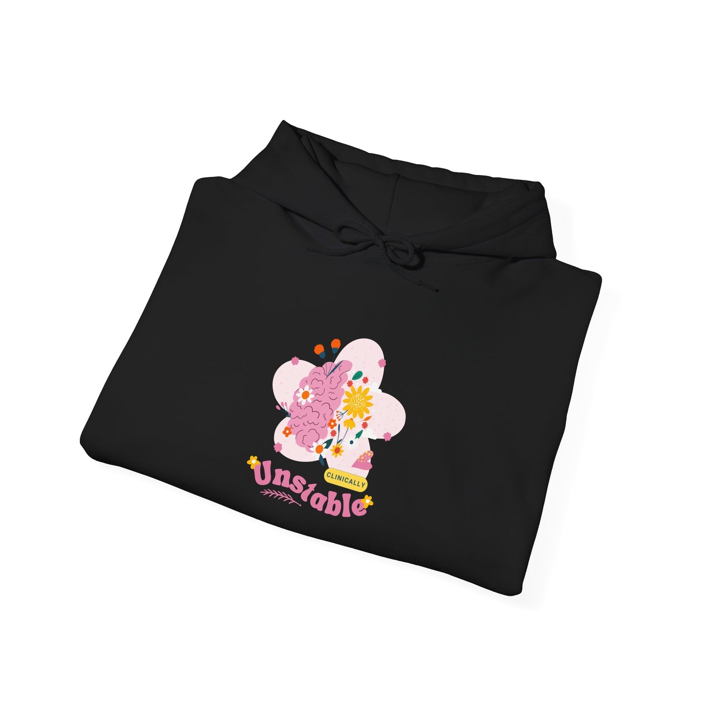 Unstable Cute Pastel Character Hoodie — Kawaii Pink Floral Graphic Sweatshirt