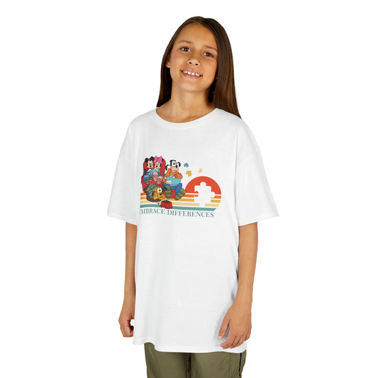 Kids Tee — Colorful Retro Animal Parade "I Embrace Differences"