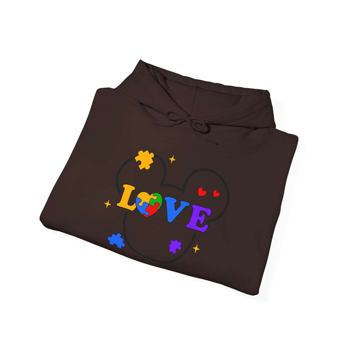Love Puzzle Heart Hoodie — Autism Awareness Rainbow Puzzle Pieces Love Sweatshirt