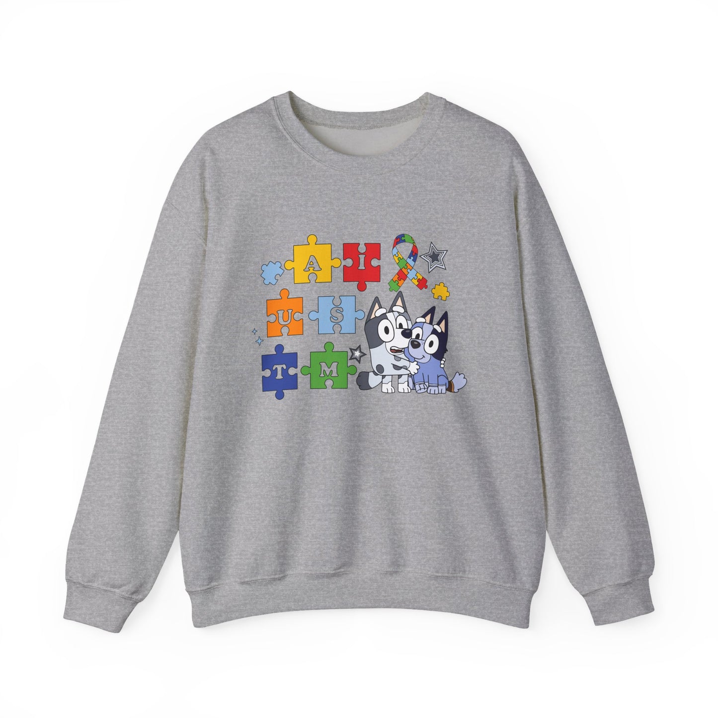 Autism Puzzle Paw Crewneck Sweatshirt — Bluey-Inspired Support Tee