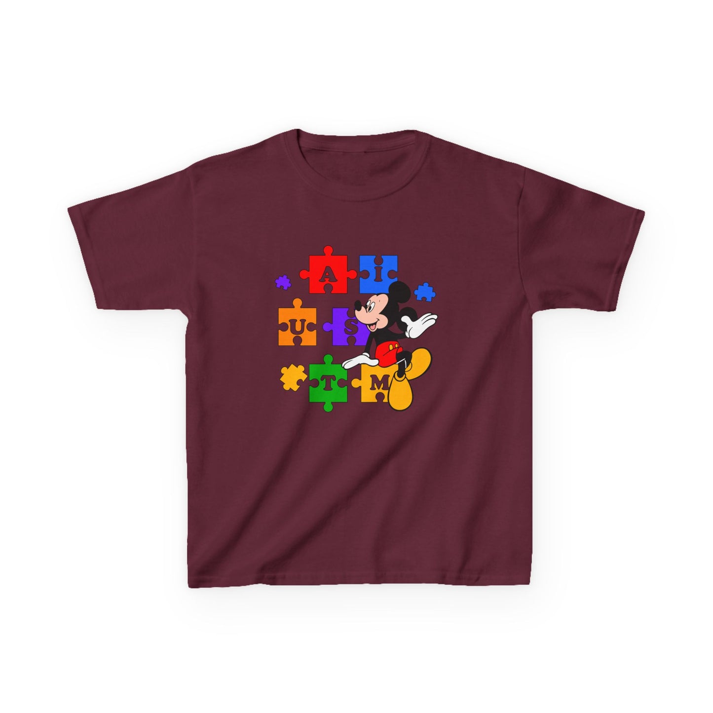 Kids Tee — Mickey Mouse Autism Puzzle Pieces Design