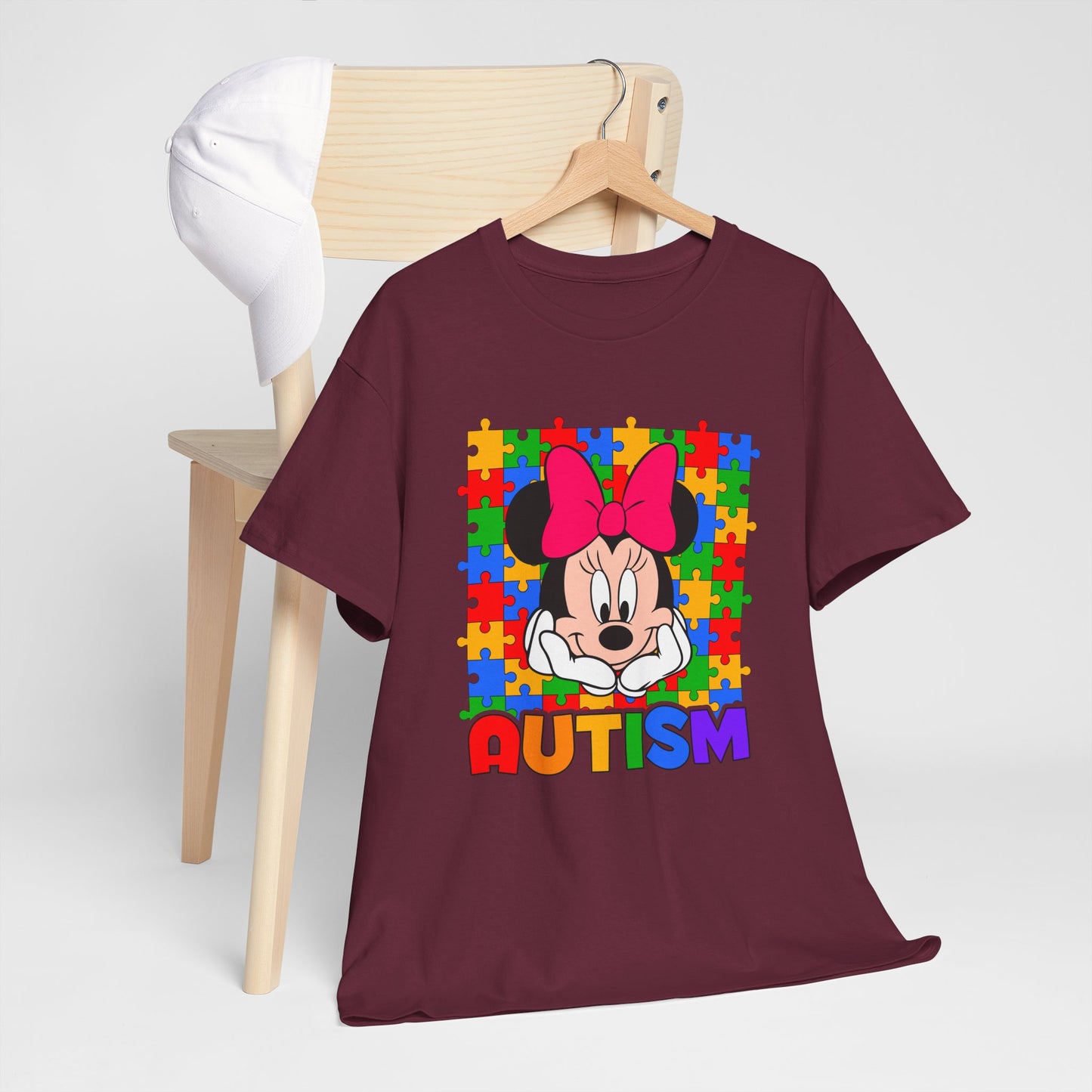 Autism Awareness T-Shirt — Colorful Puzzle Heart Minnie Design