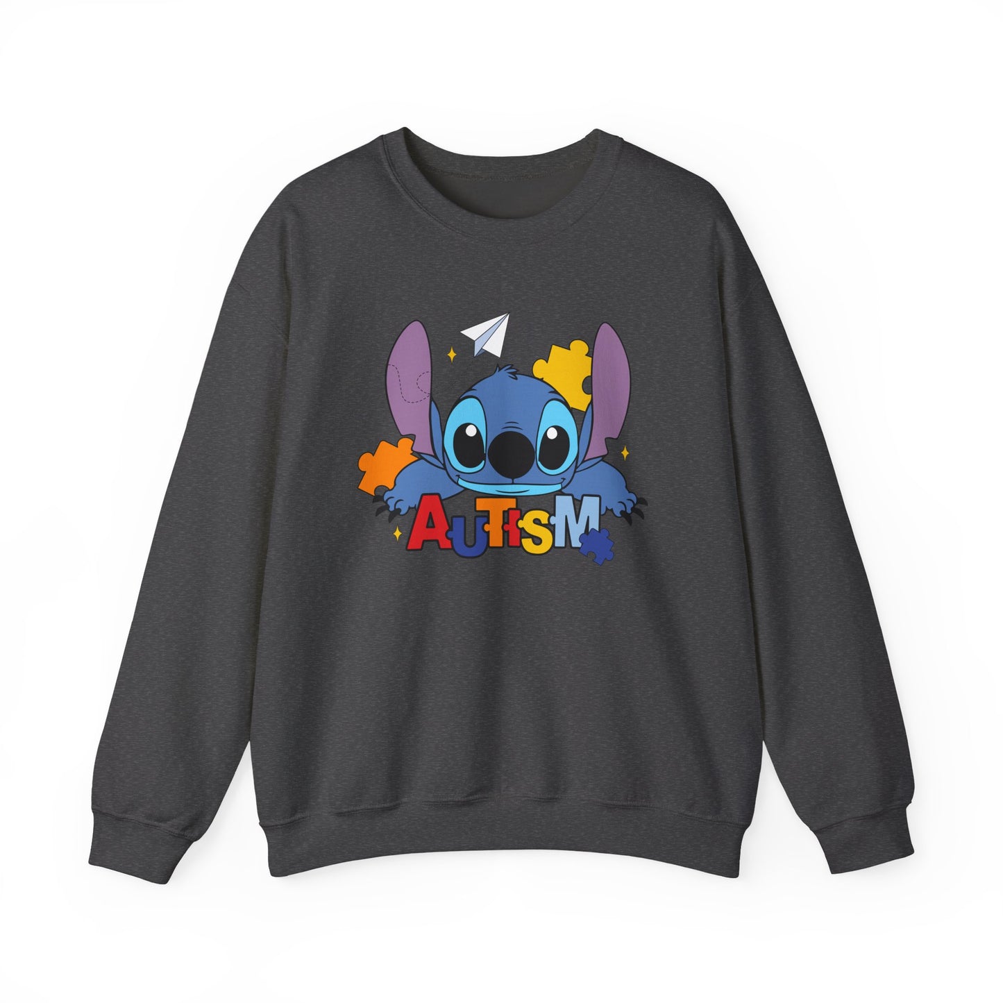 Autism Awareness Crewneck Sweatshirt — Colorful Puzzle Design