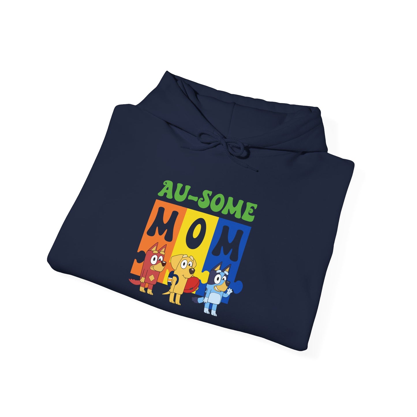 Au-some Mom Hoodie — Colorful Puzzle Piece Autism Awareness Sweatshirt