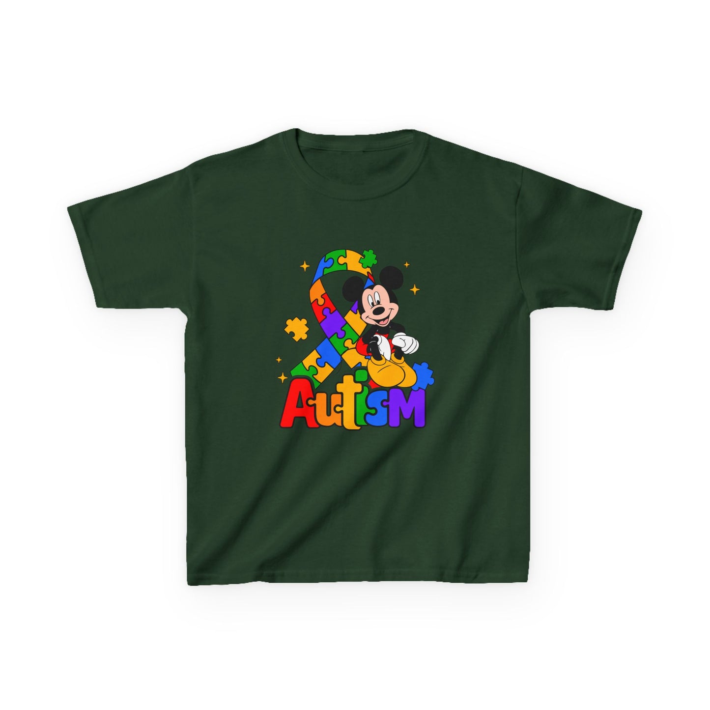 Kids Autism Awareness T-Shirt — Colorful Puzzle Ribbon Design