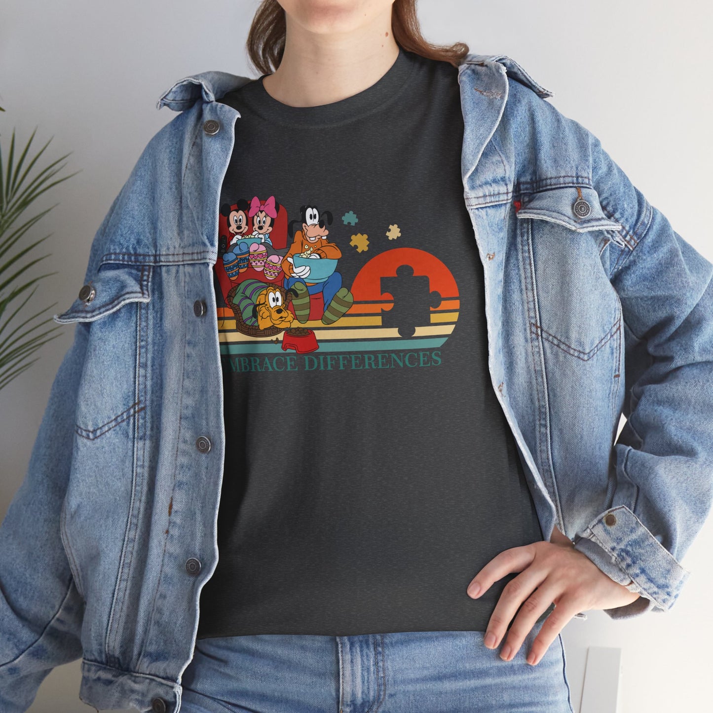 T-Shirt — 'Embrace Differences' Retro Rainbow Autism Awareness Tee