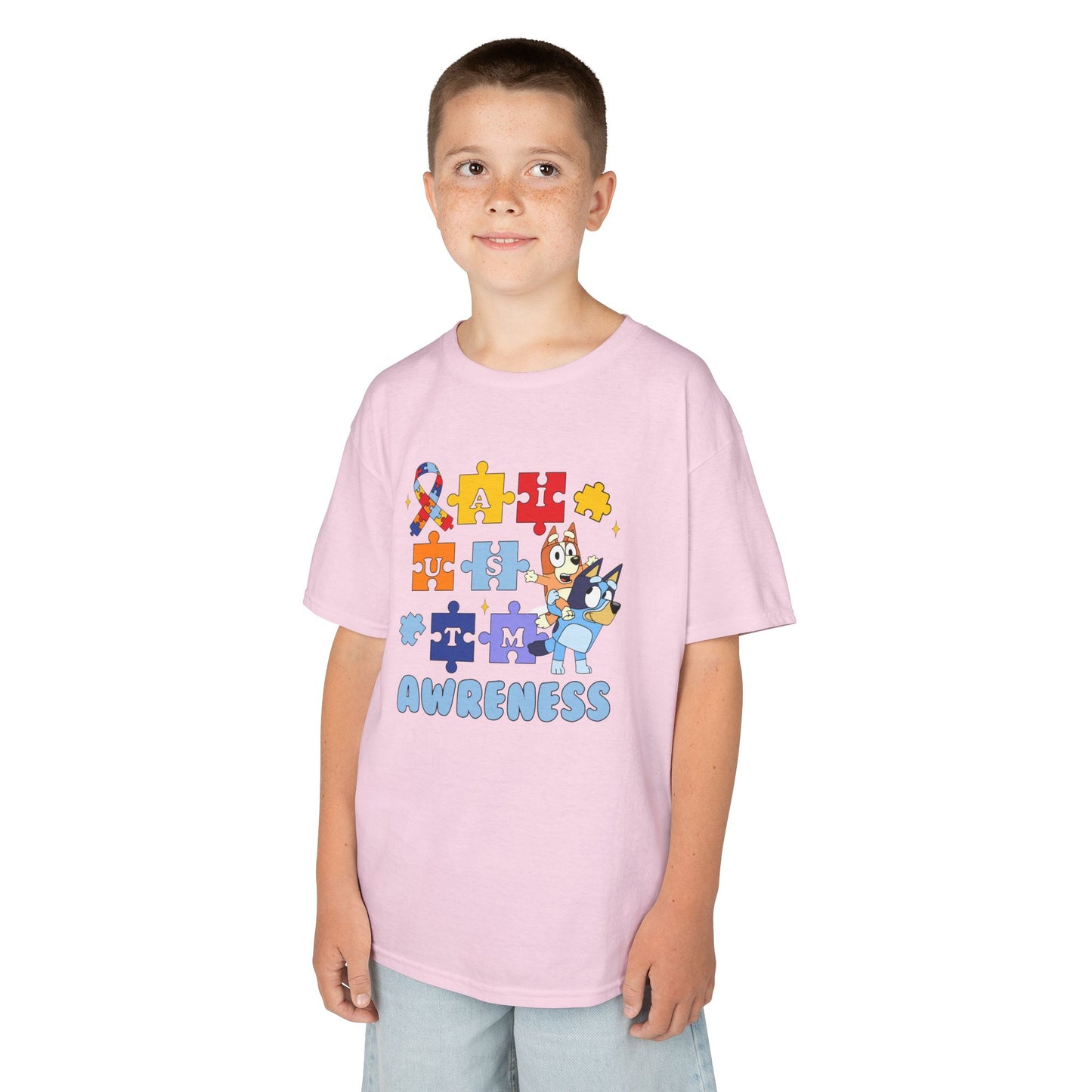 Kids Autism Awareness Puzzle Tee — Colorful Ribbon & Puzzle Pieces Design