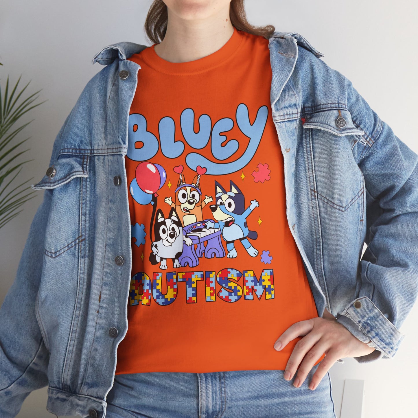 Bluey Autism Puzzle-Pattern T-Shirt