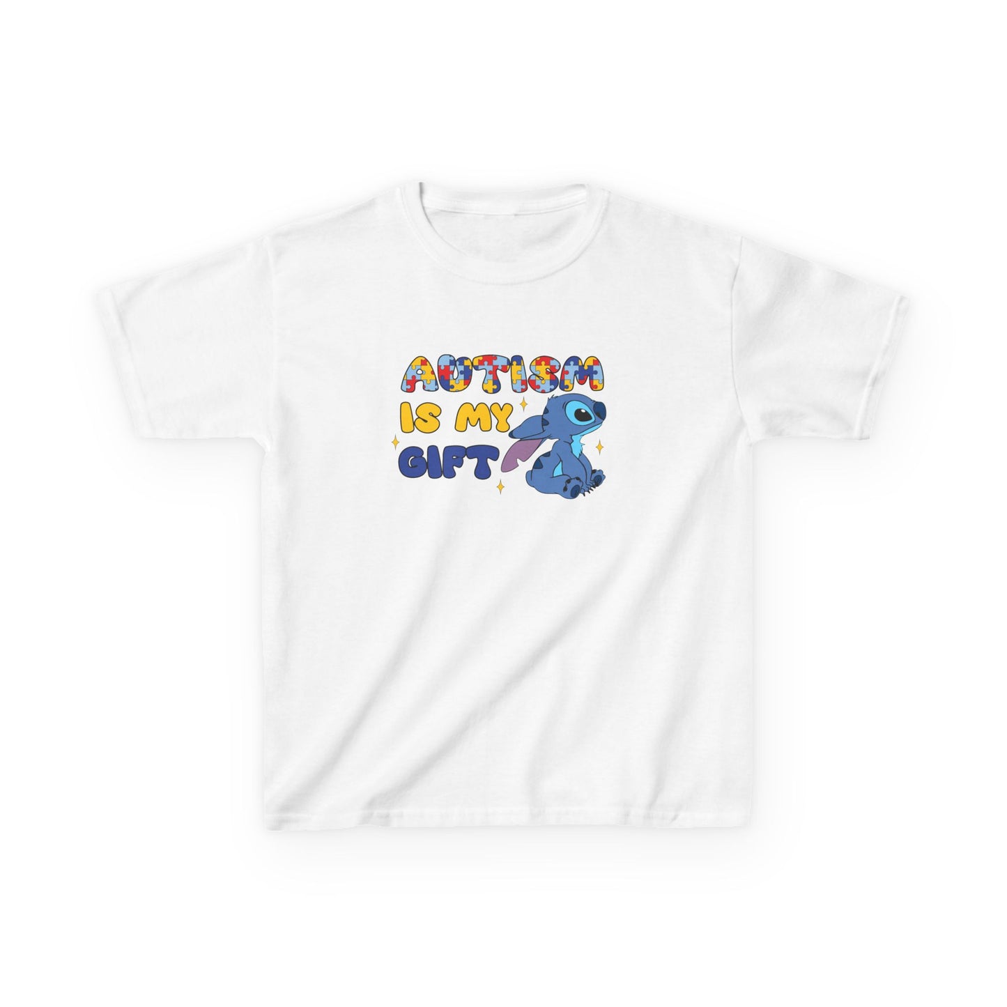Kids T-Shirt — "Autism Is My Gift" Colorful Puzzle Heart Design