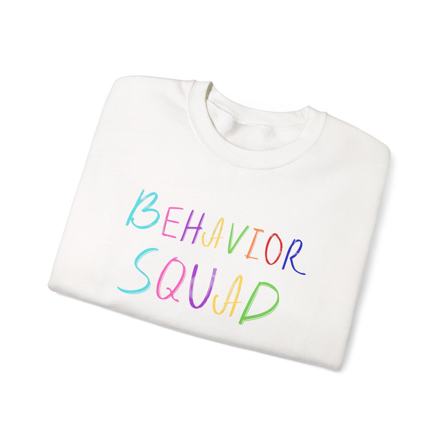 Behavior Squad Crewneck Sweatshirt — Colorful Handwritten Kids Behavior Team Top