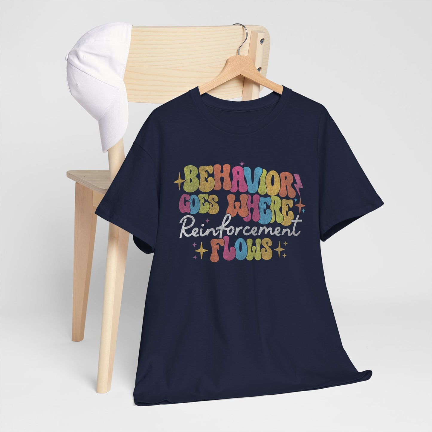 Behavior Codes Where? Reinforcement Flows T-Shirt — Retro Psychedelic Behavioral Therapist Tee
