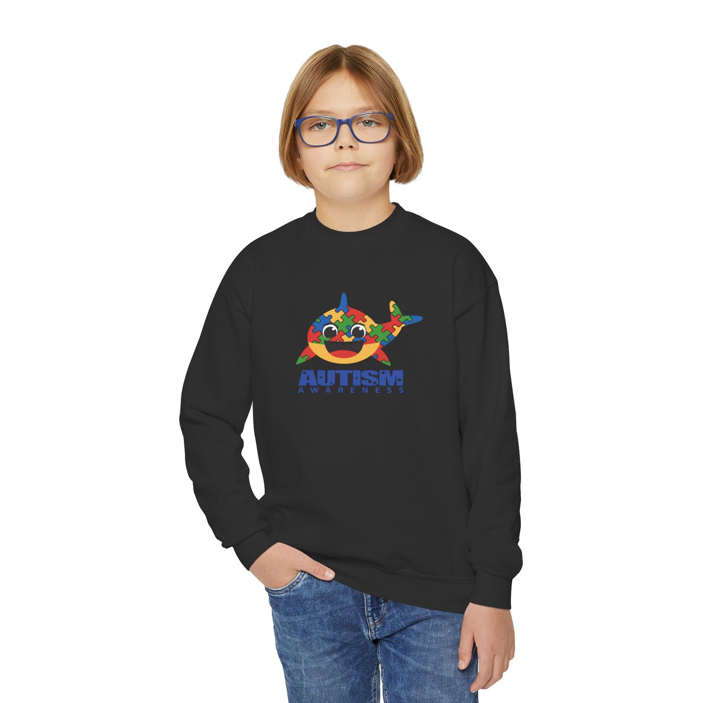Colorful Autism Awareness Youth Crewneck Sweatshirt
