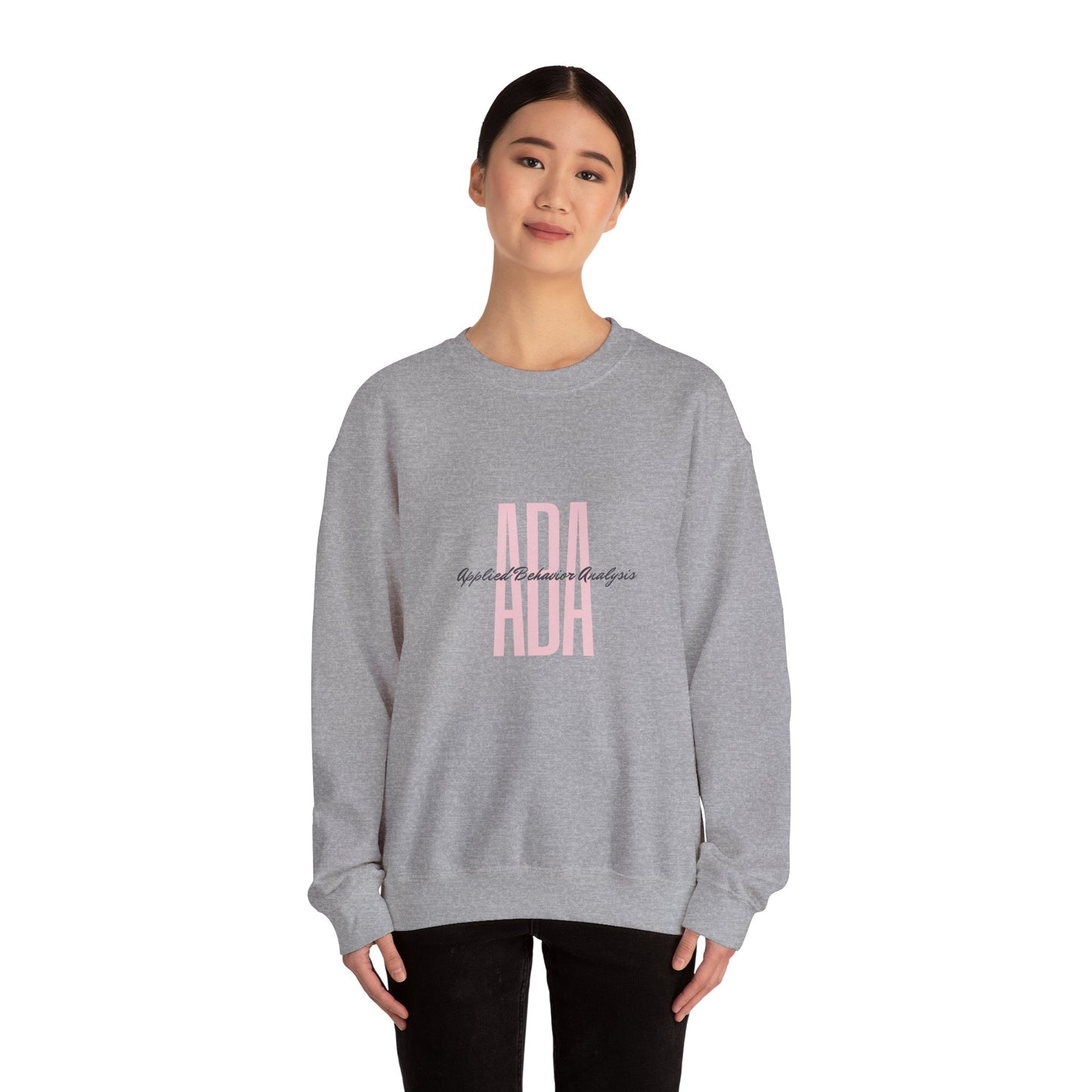 ABA Pink Monogram Crewneck Sweatshirt — Minimalist Initials Graphic Applied Behavior Analysis