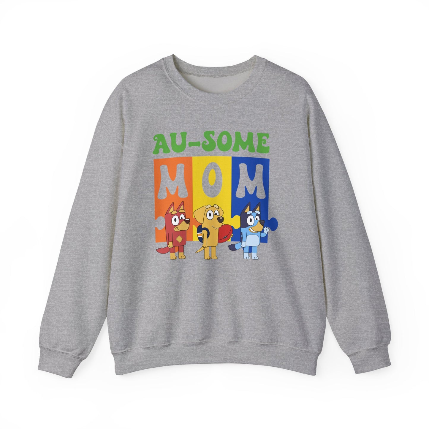 Au-some Mom Sweatshirt — Colorful Kids’ Puzzle Dog Mom Gift