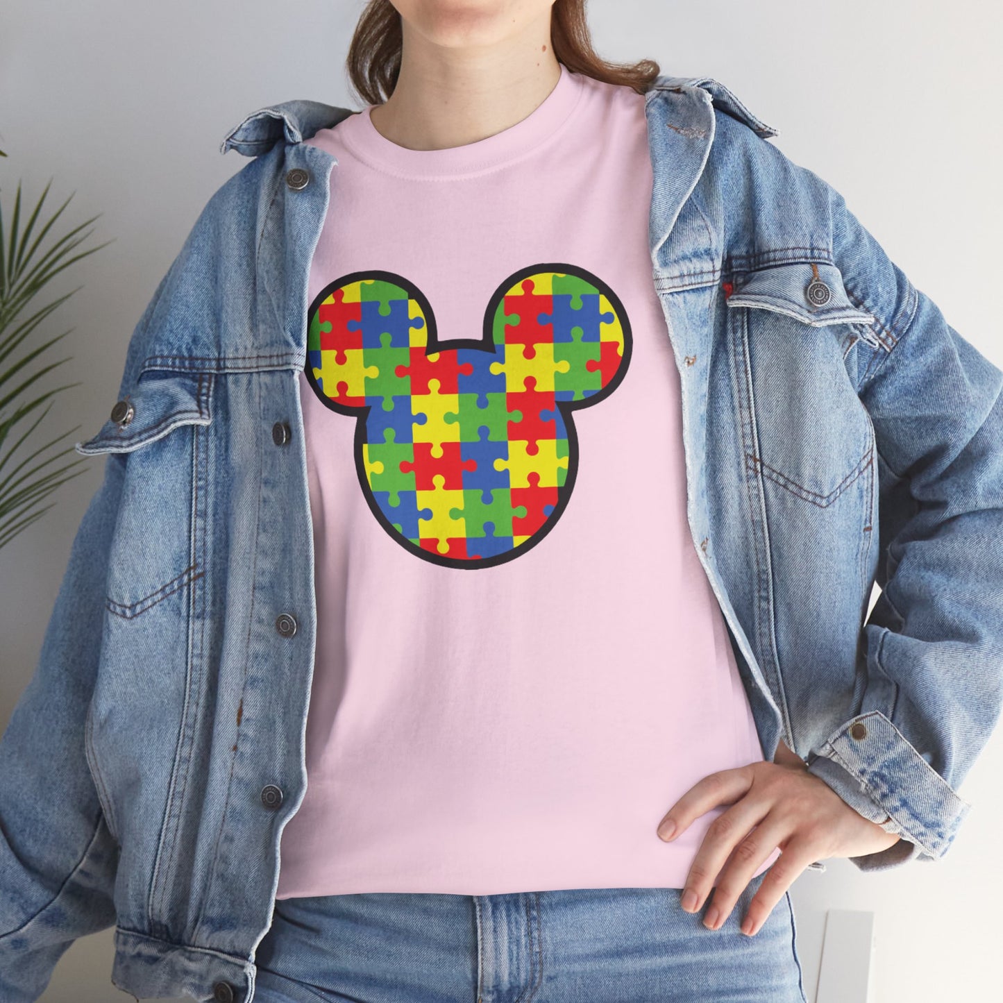 Colorful Puzzle Mickey Mouse Tee for Autism Awareness