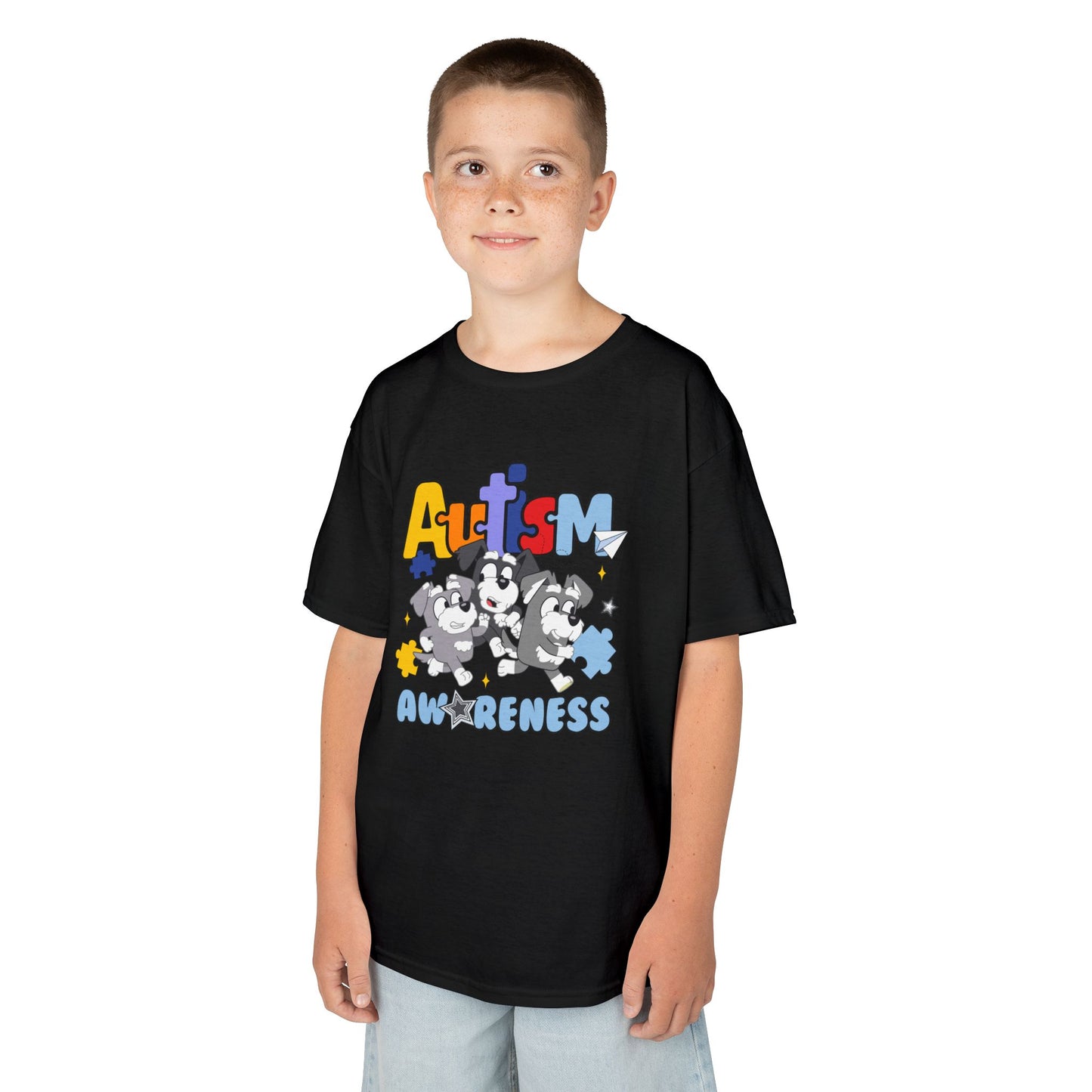 Kids Tee — 'Autism Awareness' Colorful Puzzle Heart Design