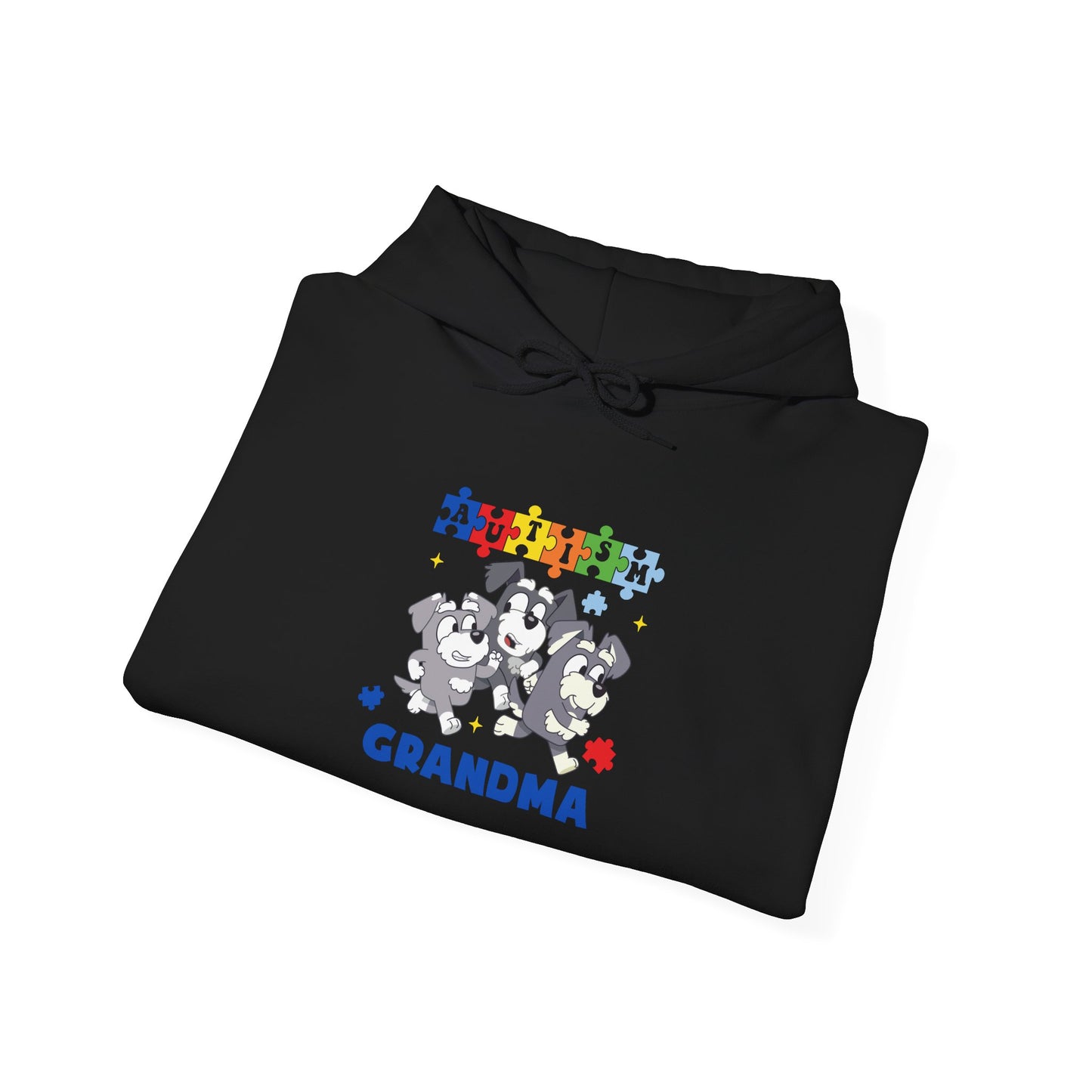Grandma Puzzle Paw Print Hoodie — Cute Rescue Dog Grandma Gift
