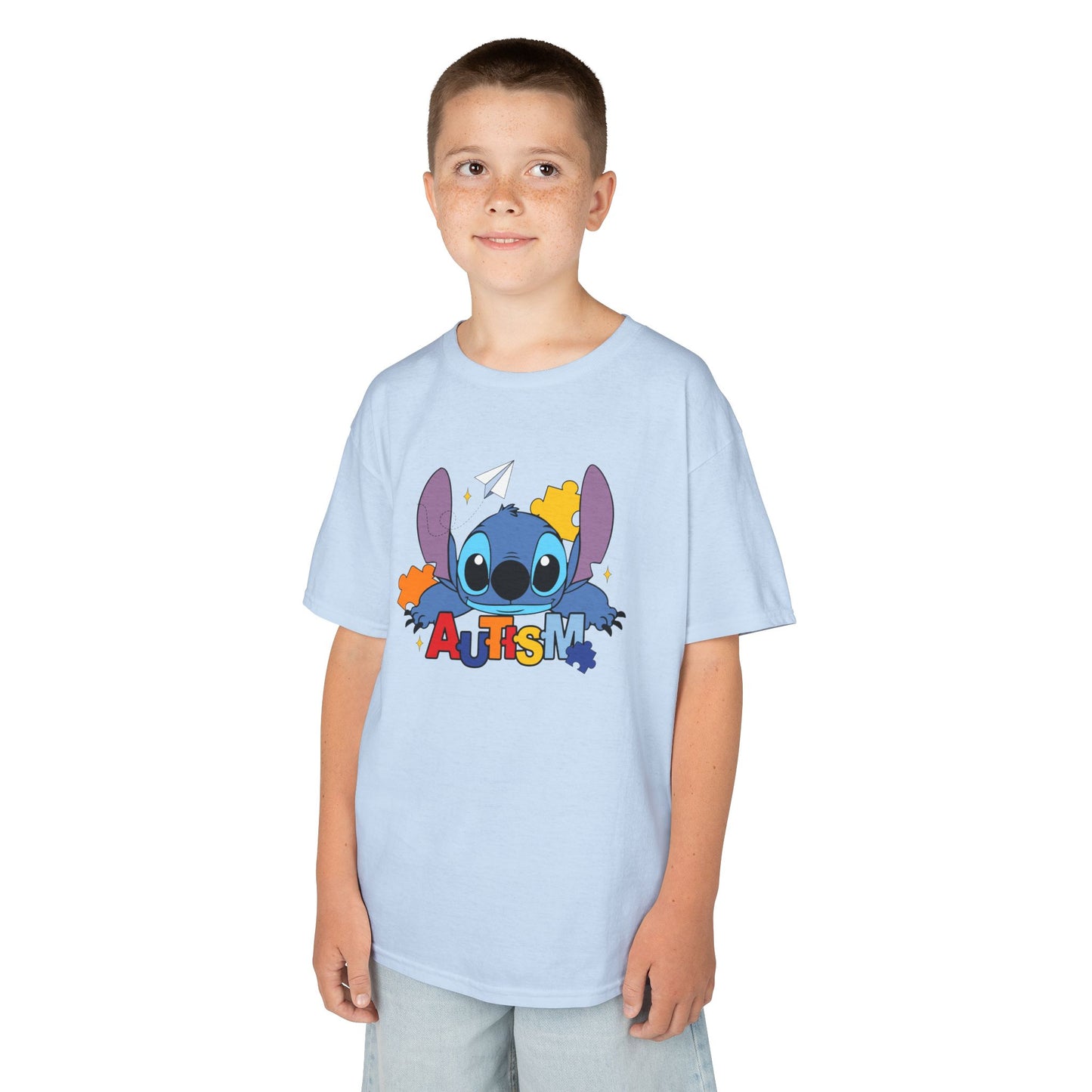 Kids Tee — Cute Stitch Autism Puzzle Design