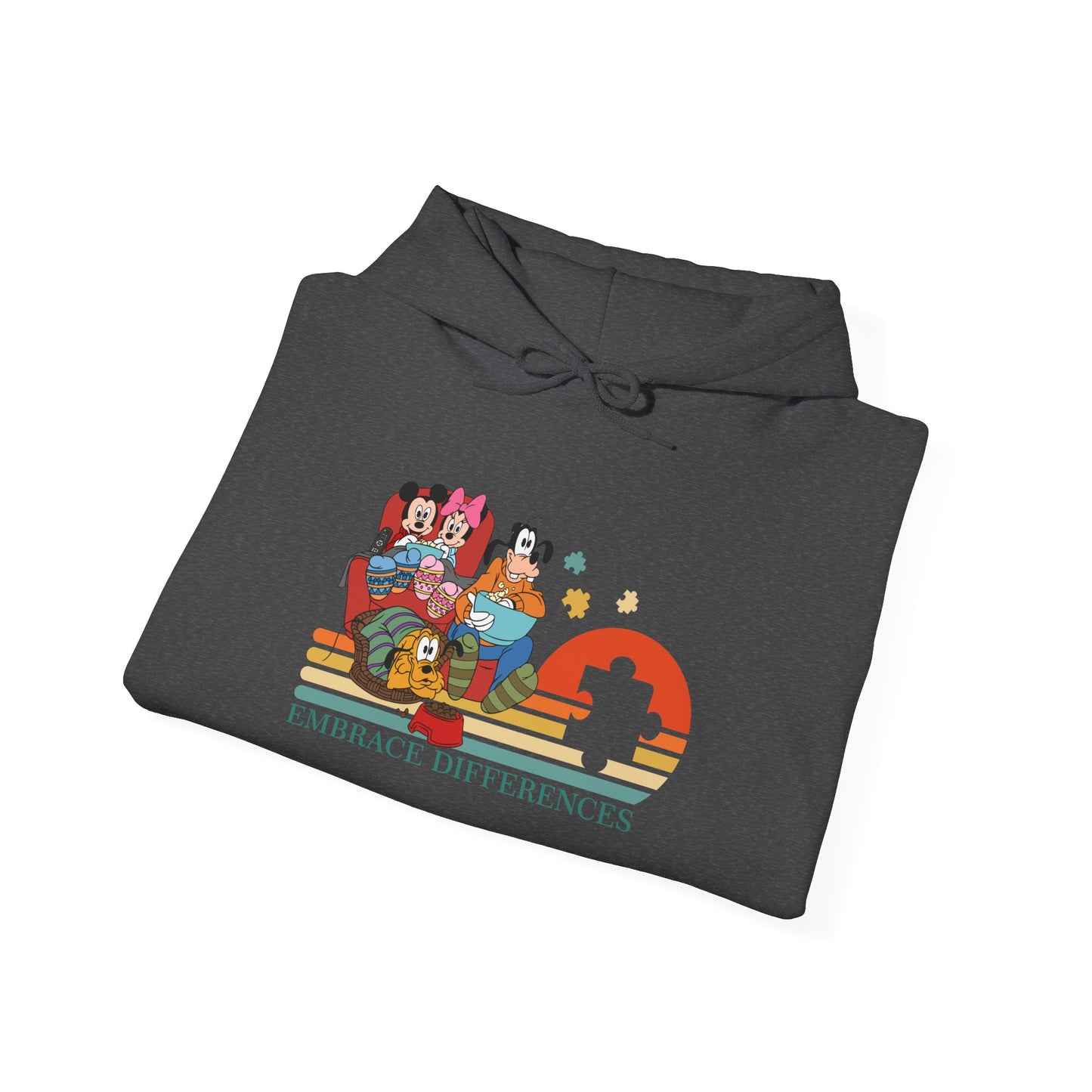 Embrace Differences Hoodie — Retro Pride Diverse Characters Graphic Sweatshirt