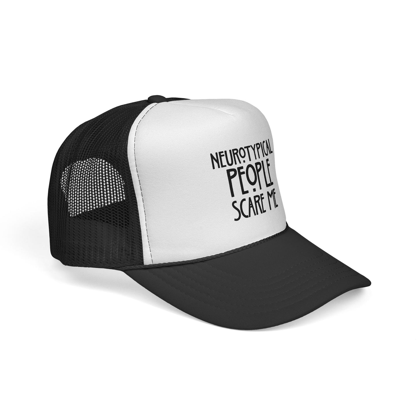 Trucker Cap — "Neurotypical People Scare Me" Mesh Hat for Neurodivergent Pride & Social Anxiety