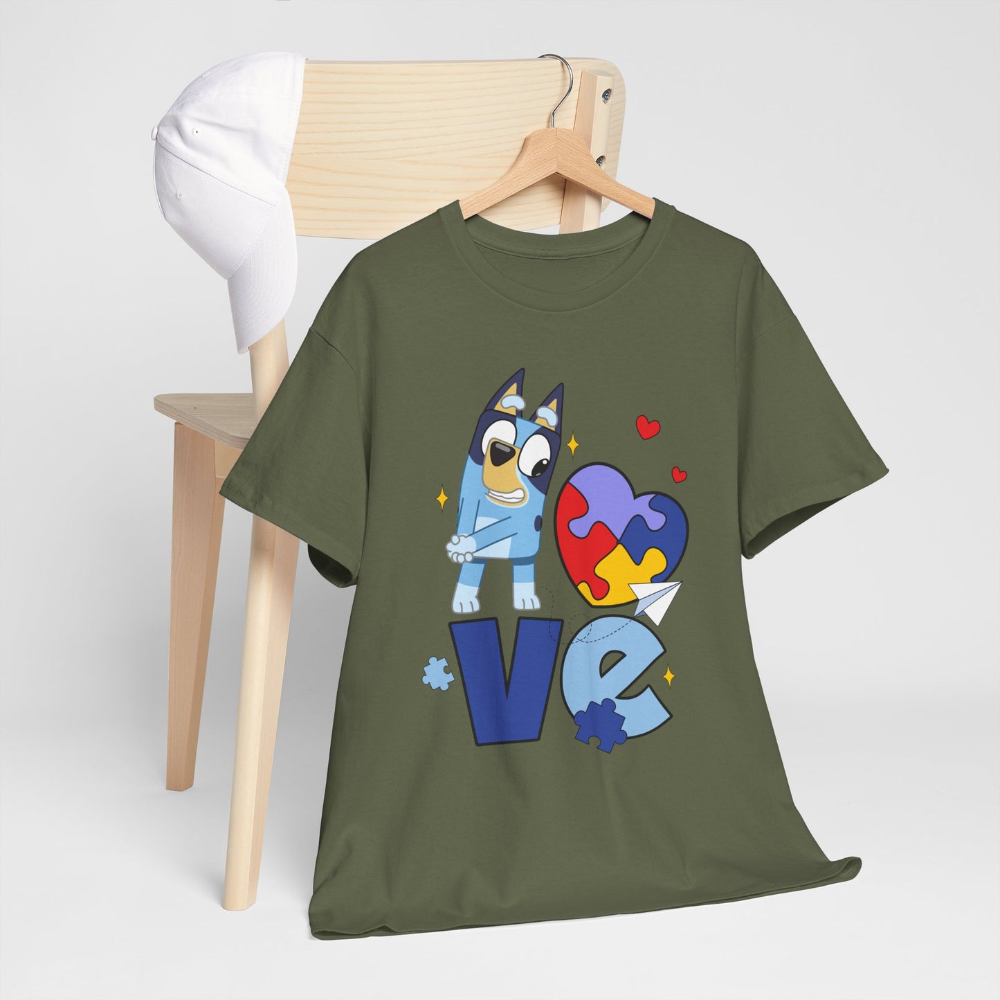 Autism Awareness Love Tee - Puzzle Heart & Cartoon Character T-Shirt