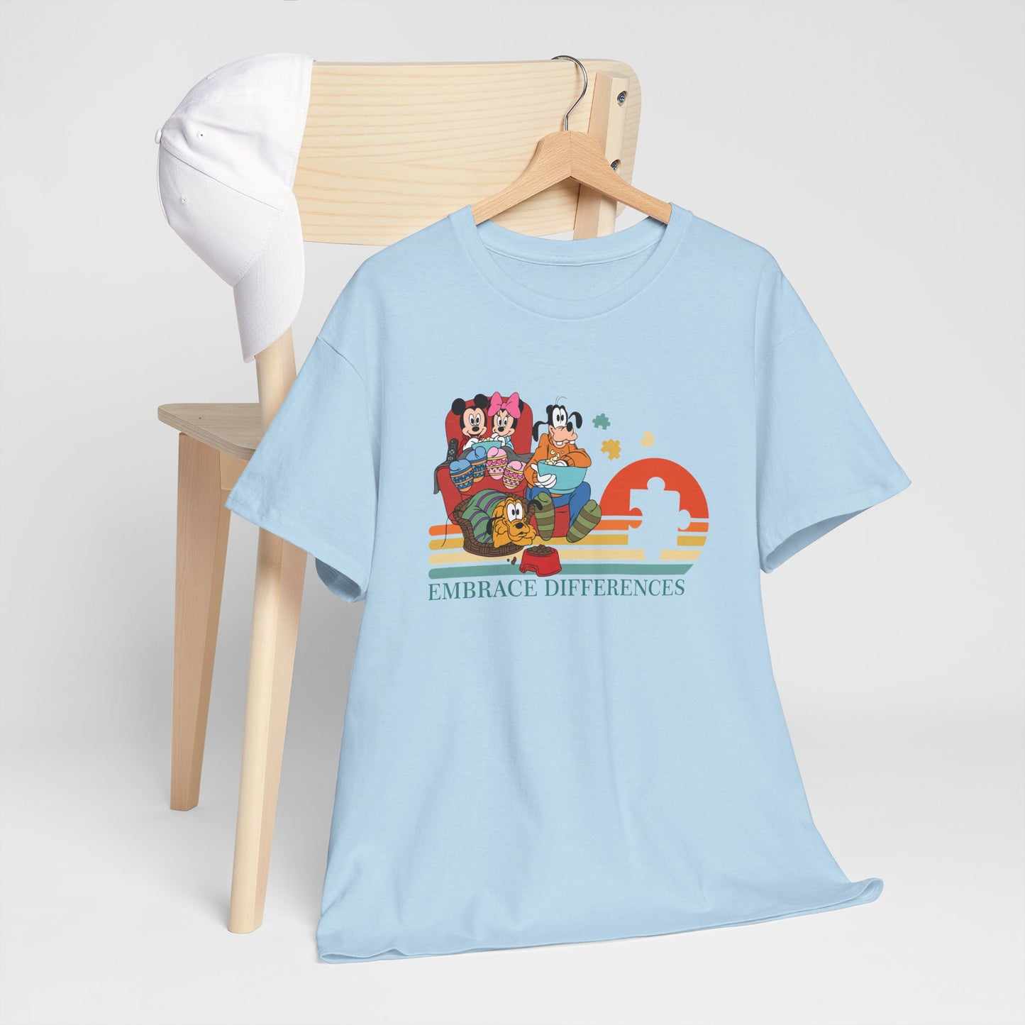T-Shirt — 'Embrace Differences' Retro Rainbow Autism Awareness Tee