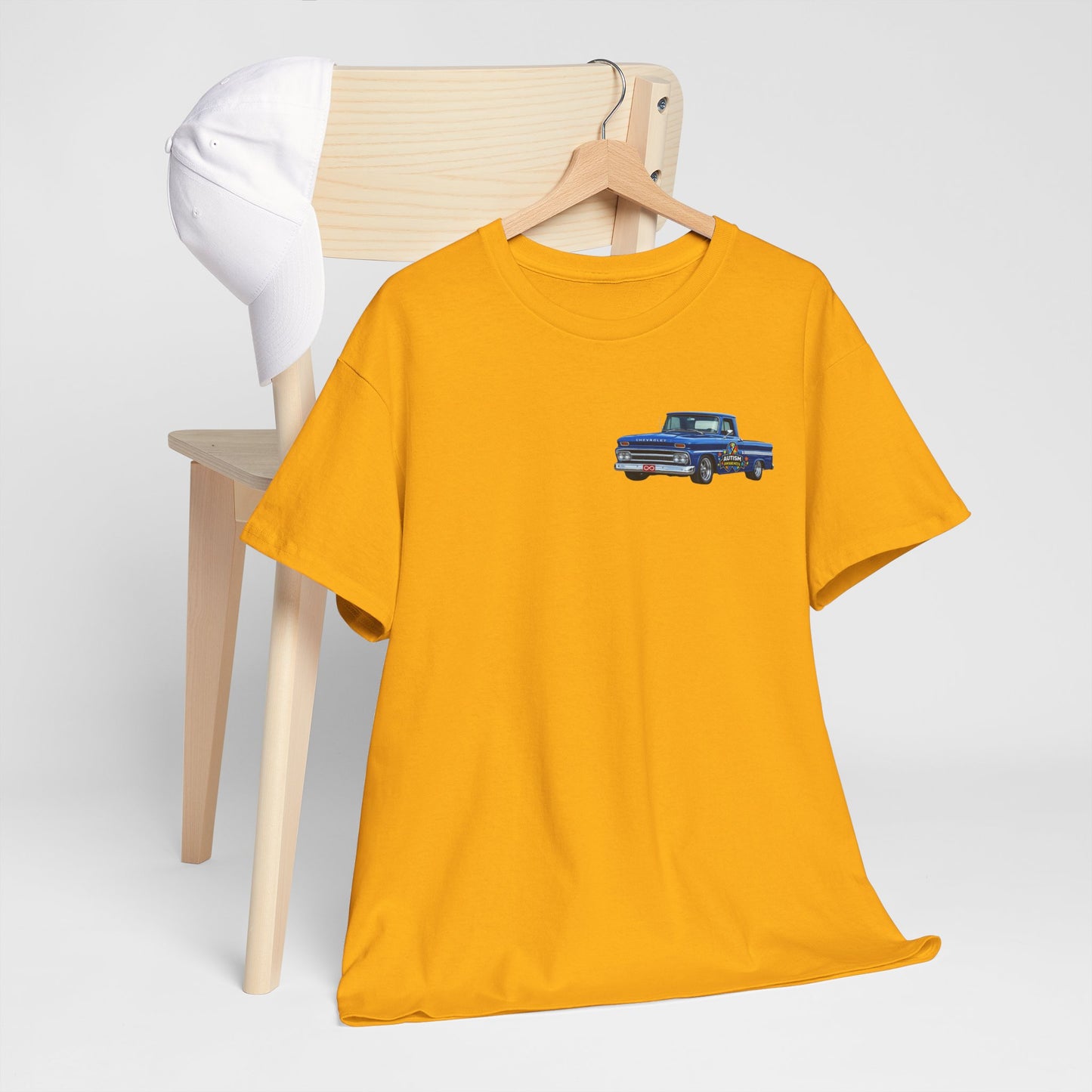 Tim’s Truck Tee- Autism Awareness Truck T-Shirt — Vintage Pickup Puzzle Ribbon Tee