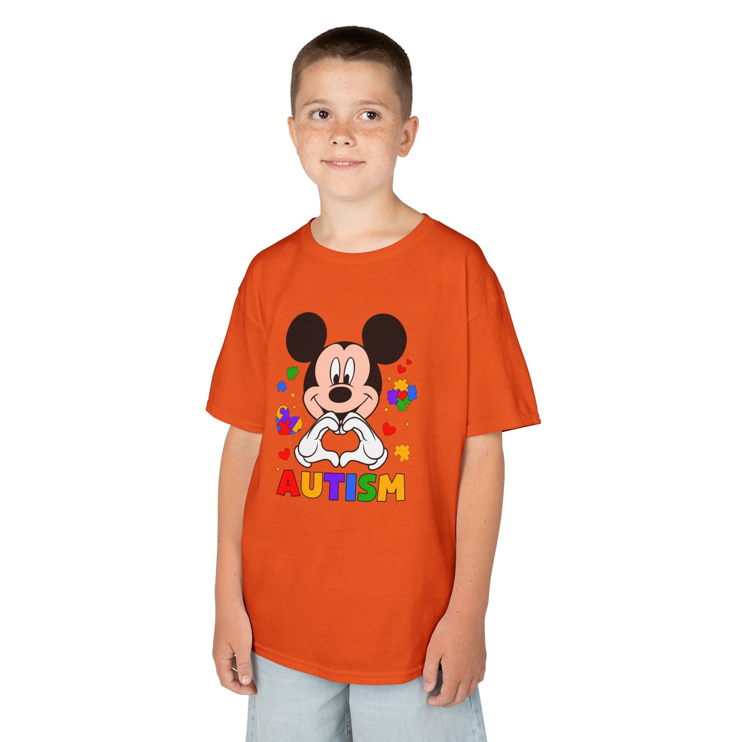 Kids Autism Awareness Tee — Colorful Puzzle Heart Design