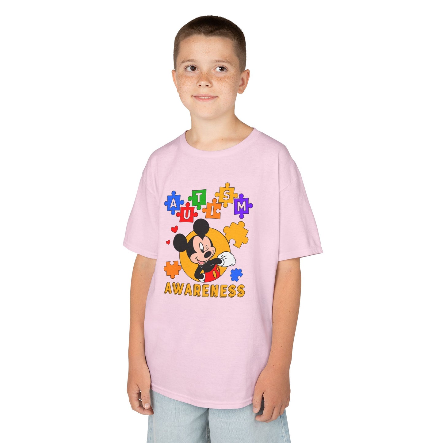 Autism Awareness Kids Tee — Colorful Puzzle Heart Design
